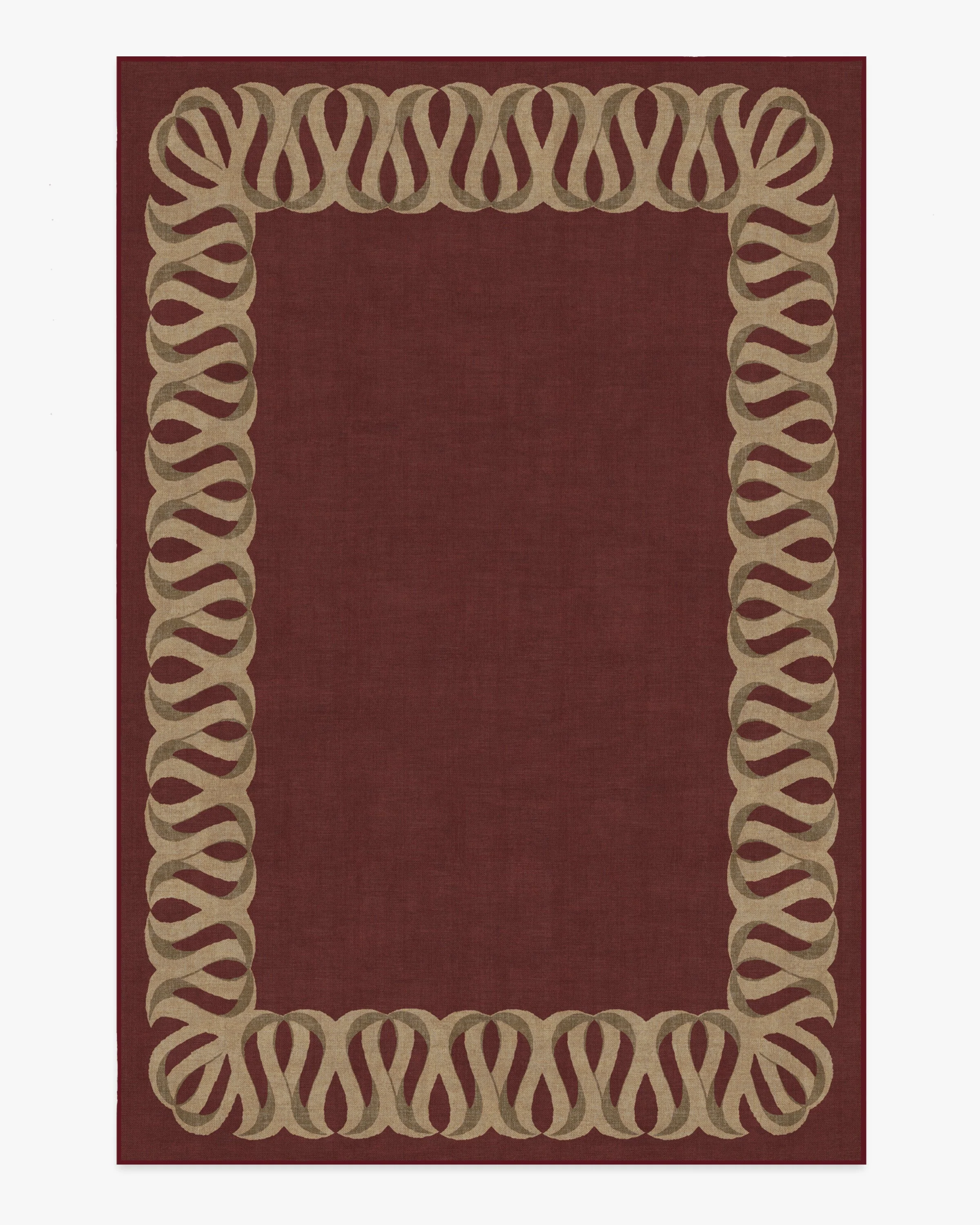 Ribbon Border Red & Natural Flatwoven Rug
