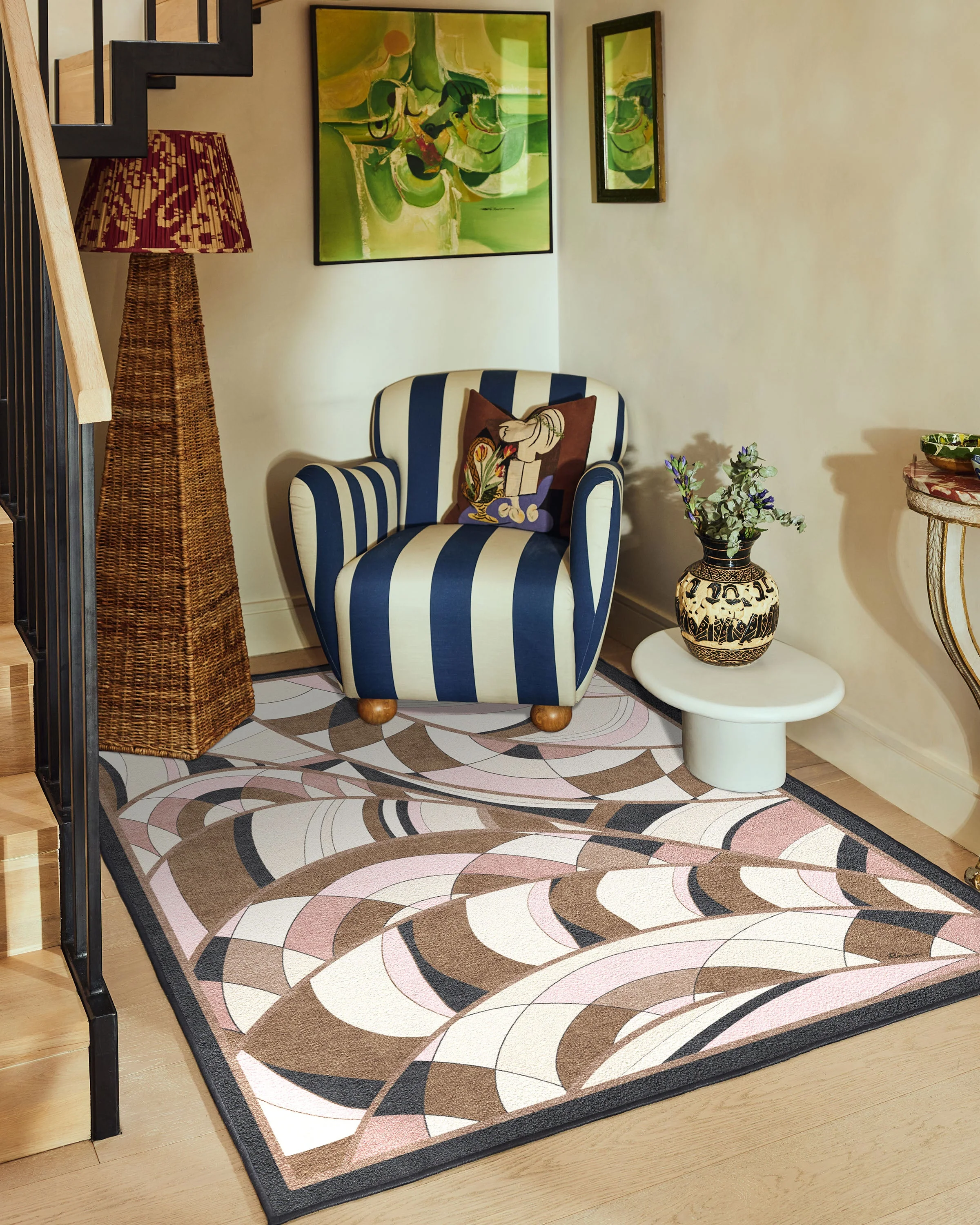 Portobello Road Soft Pink & Black Flatwoven Rug