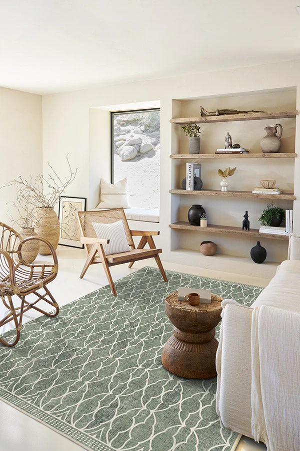 Groguâ„¢ Trellis Sage Green Flatwoven Rug