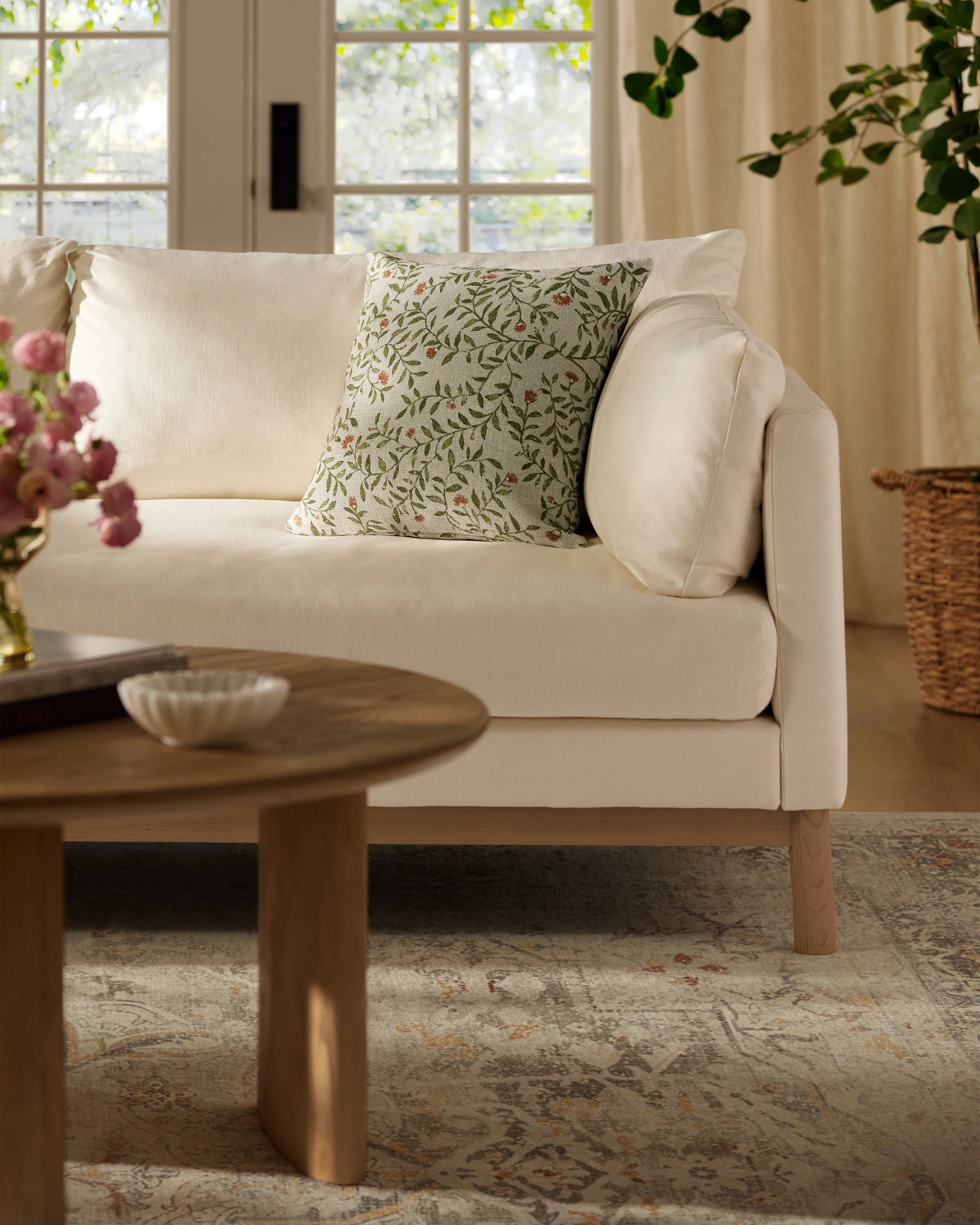 Waverly Natural & Green Woven Throw Pillow