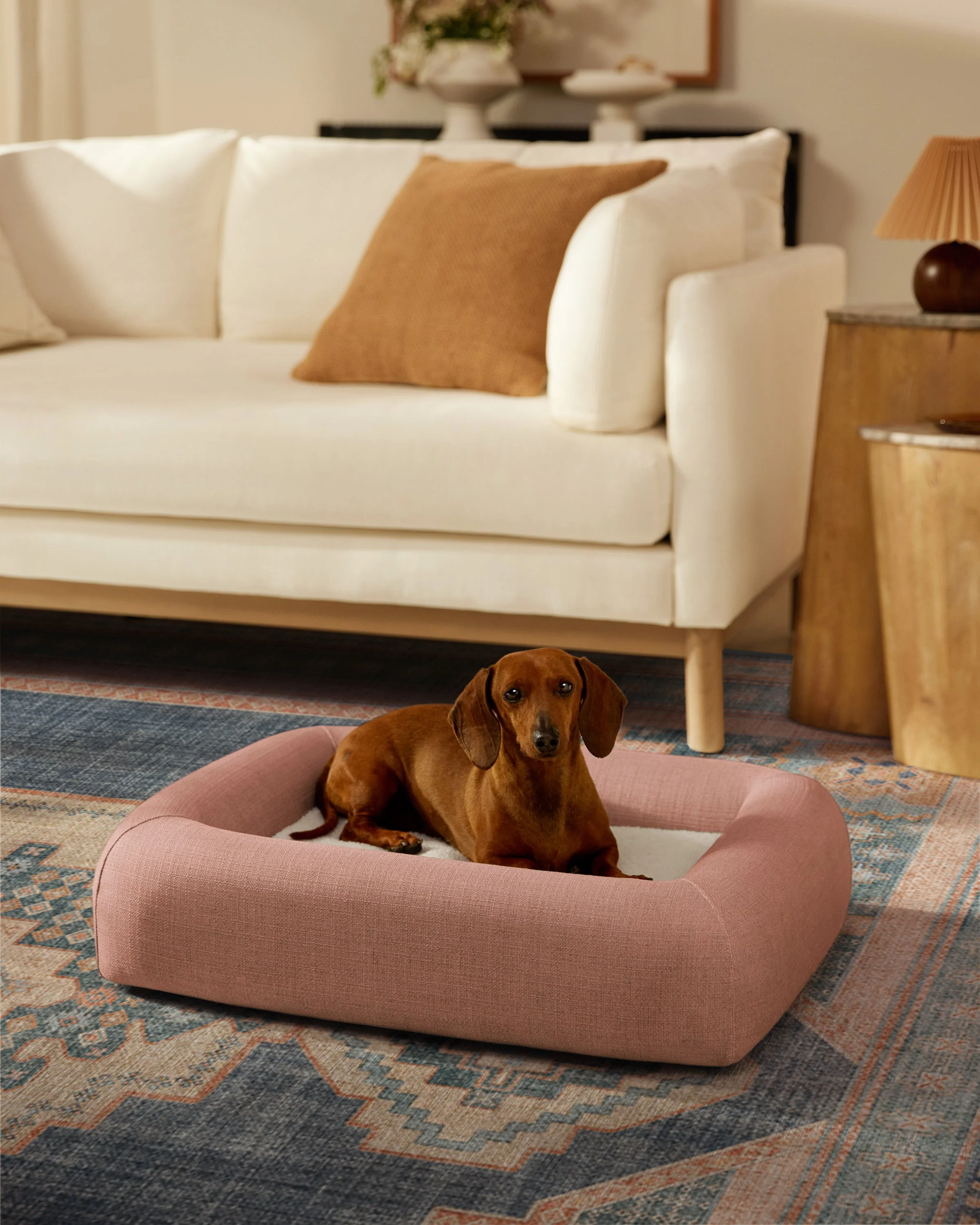114-coral-woven-bolster-pet-bed-1.webp Coral Woven Bolster Pet Bed