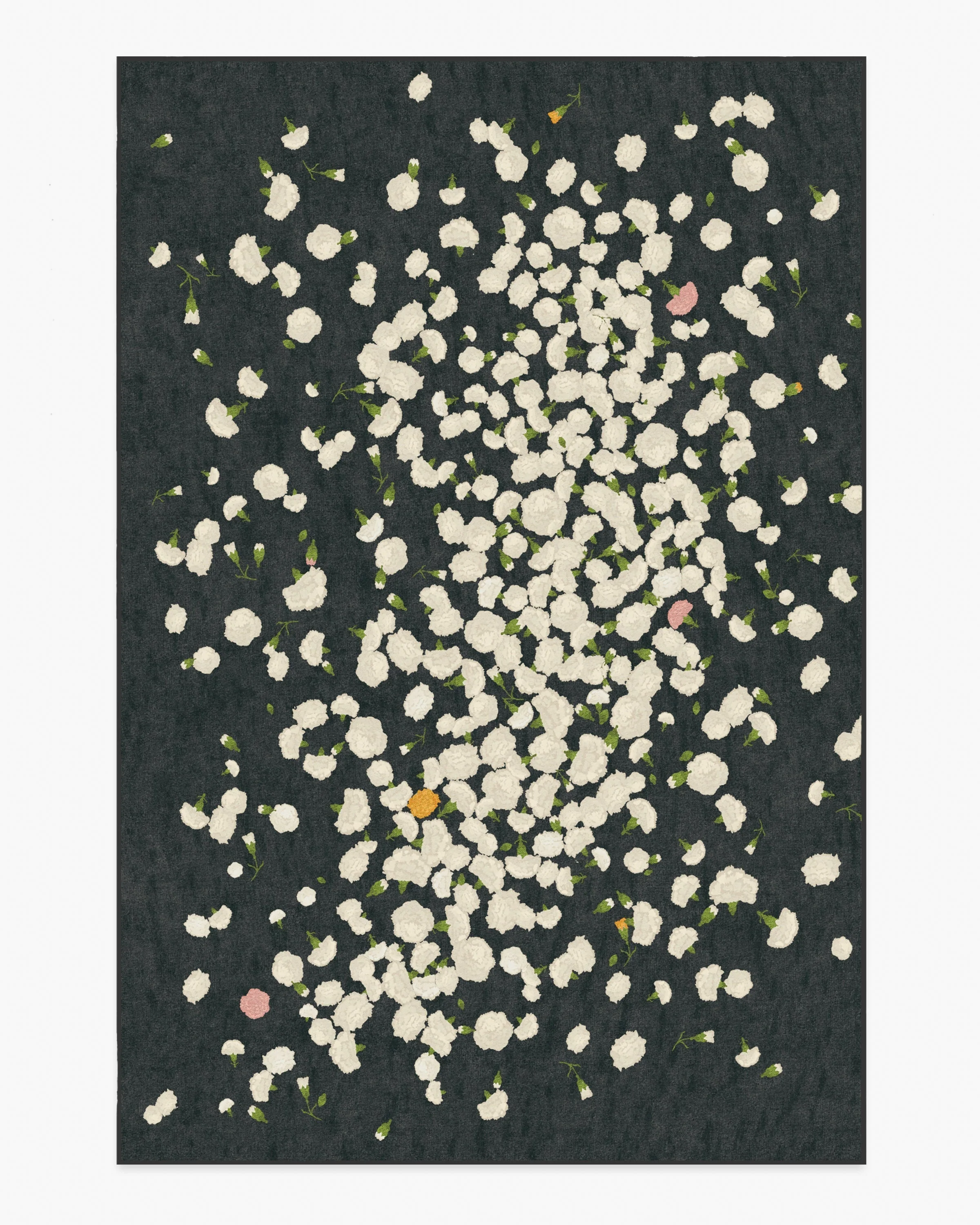 Fluttering Carnations Charcoal & Ivory Flatwoven Rug