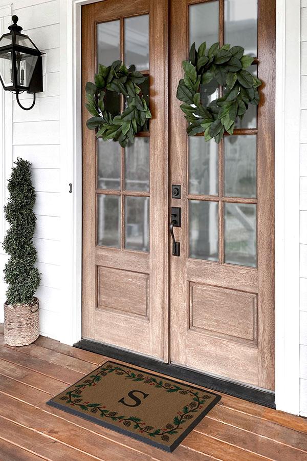 1184-winter-woods-monogram-doormat-2.jpg Winter Woods Monogram Doormat