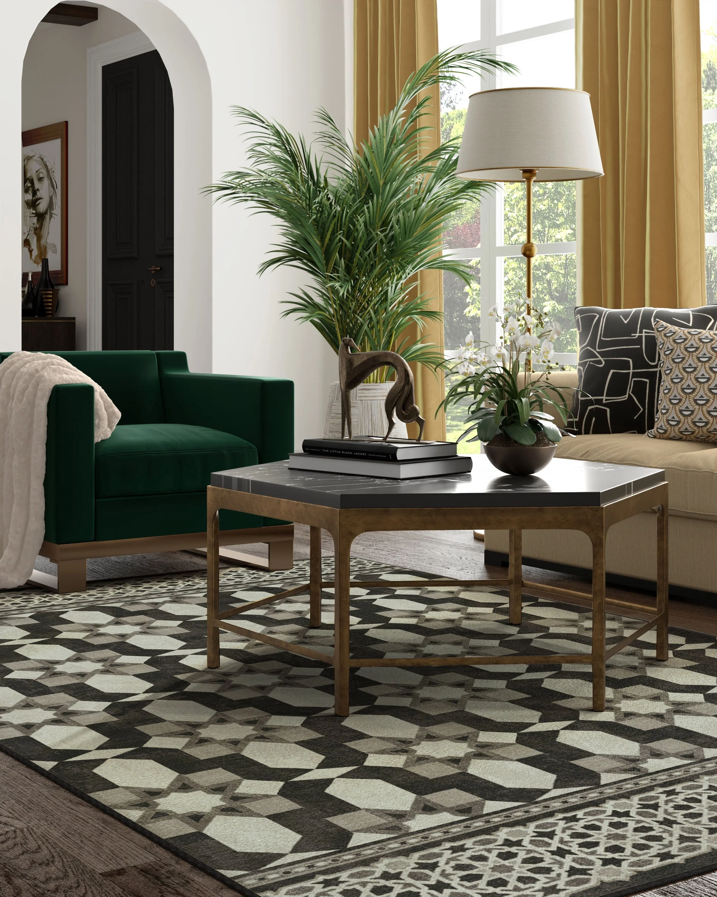 Emir Black & Ivory Flatwoven Rug