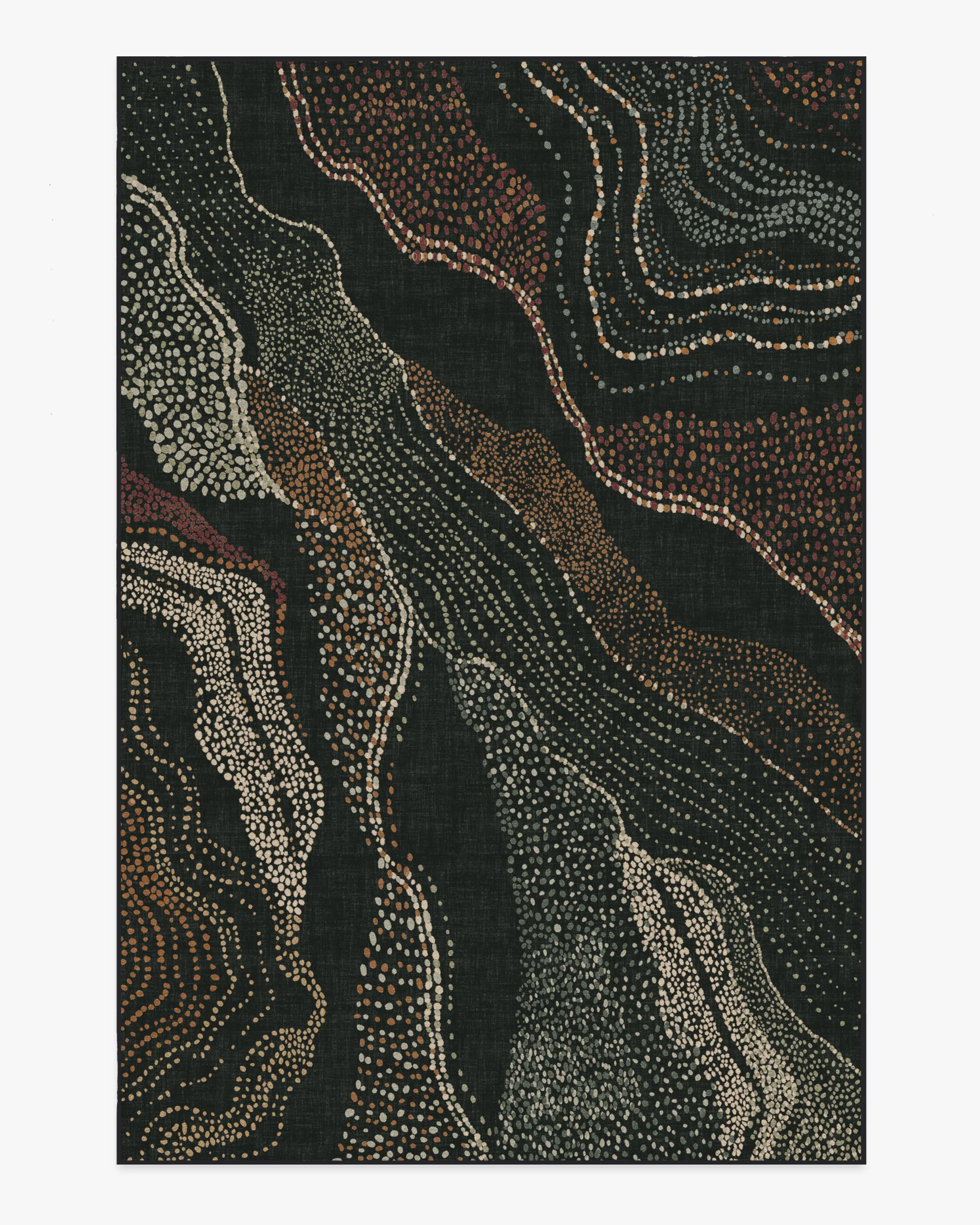 Adorned Black Multicolor Flatwoven Rug