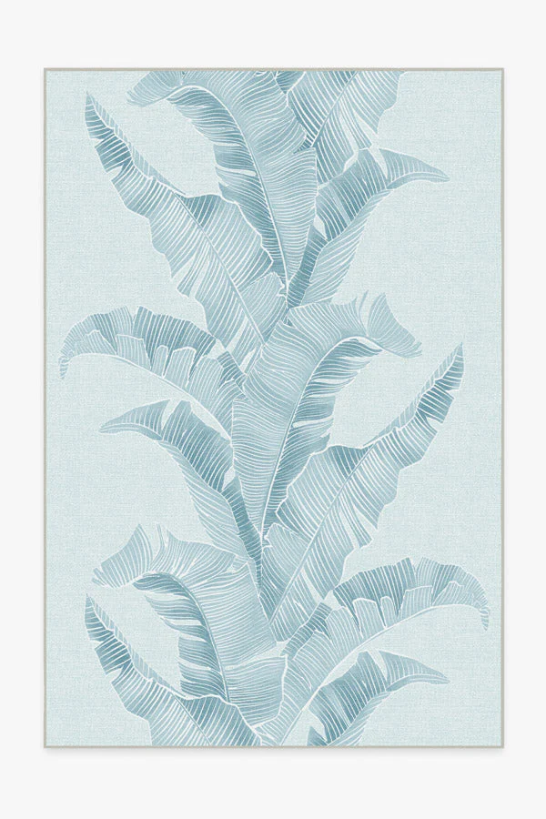 Banana Leaf Soft Blue Outdoor Rug