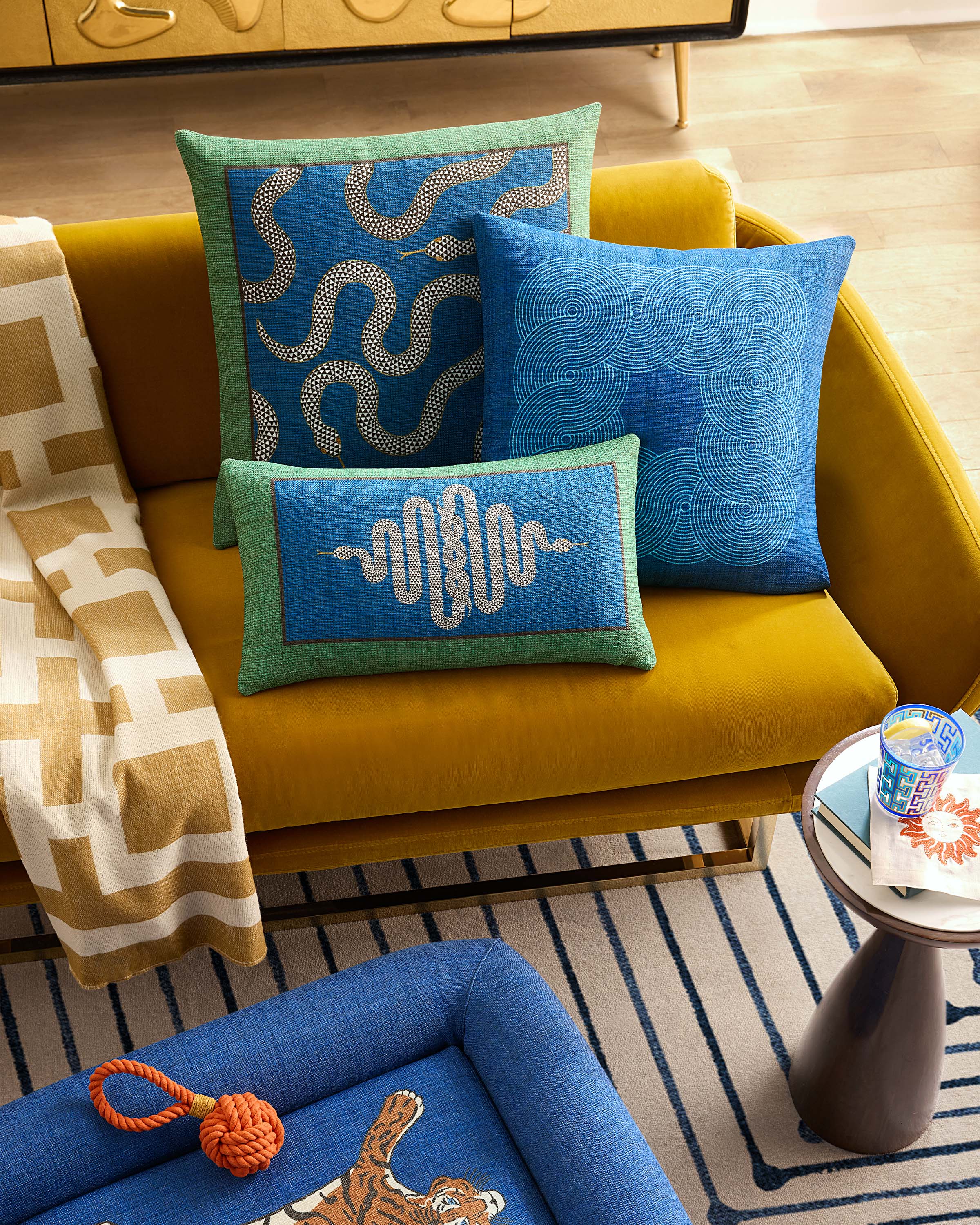 Venom Green & Blue Woven Throw Pillow