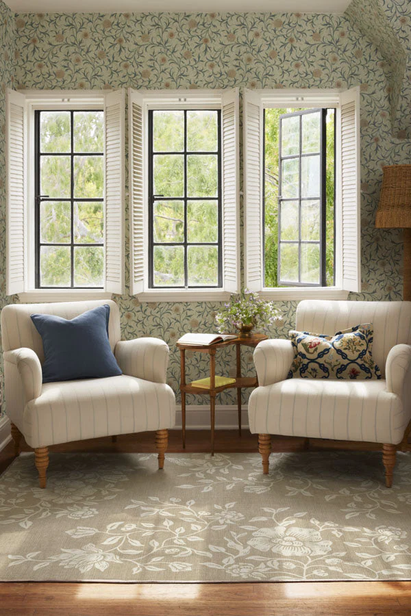 Mallow Flower Natural Stone Flatwoven Rug