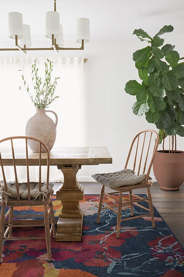 Watercolor Floral Navy Flatwoven Rug