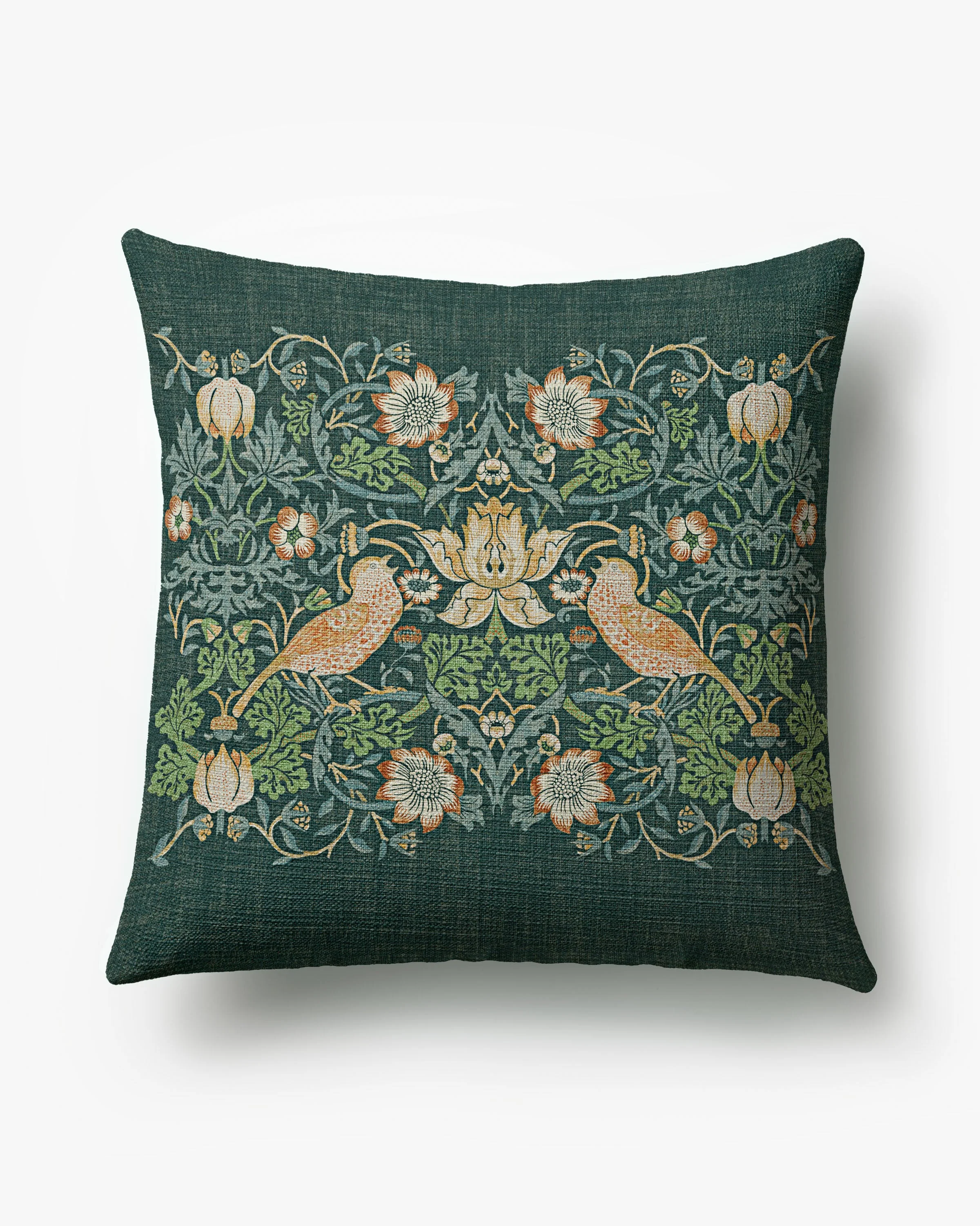 Strawberry Thief Slate Blue Woven Throw Pillow