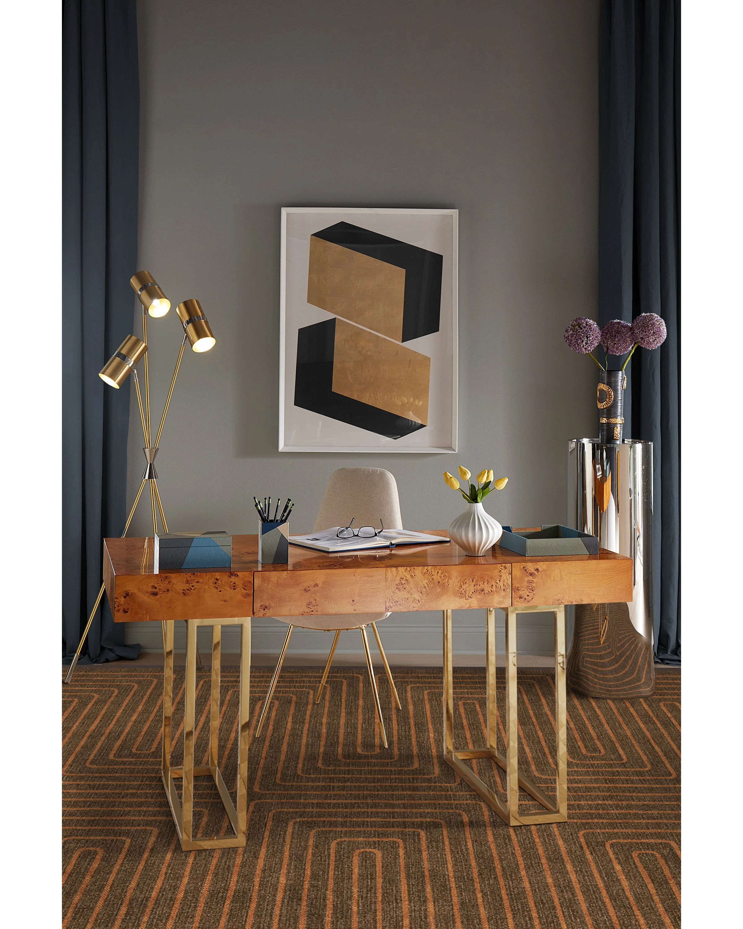 Labyrinth Brown & Orange Flatwoven Rug