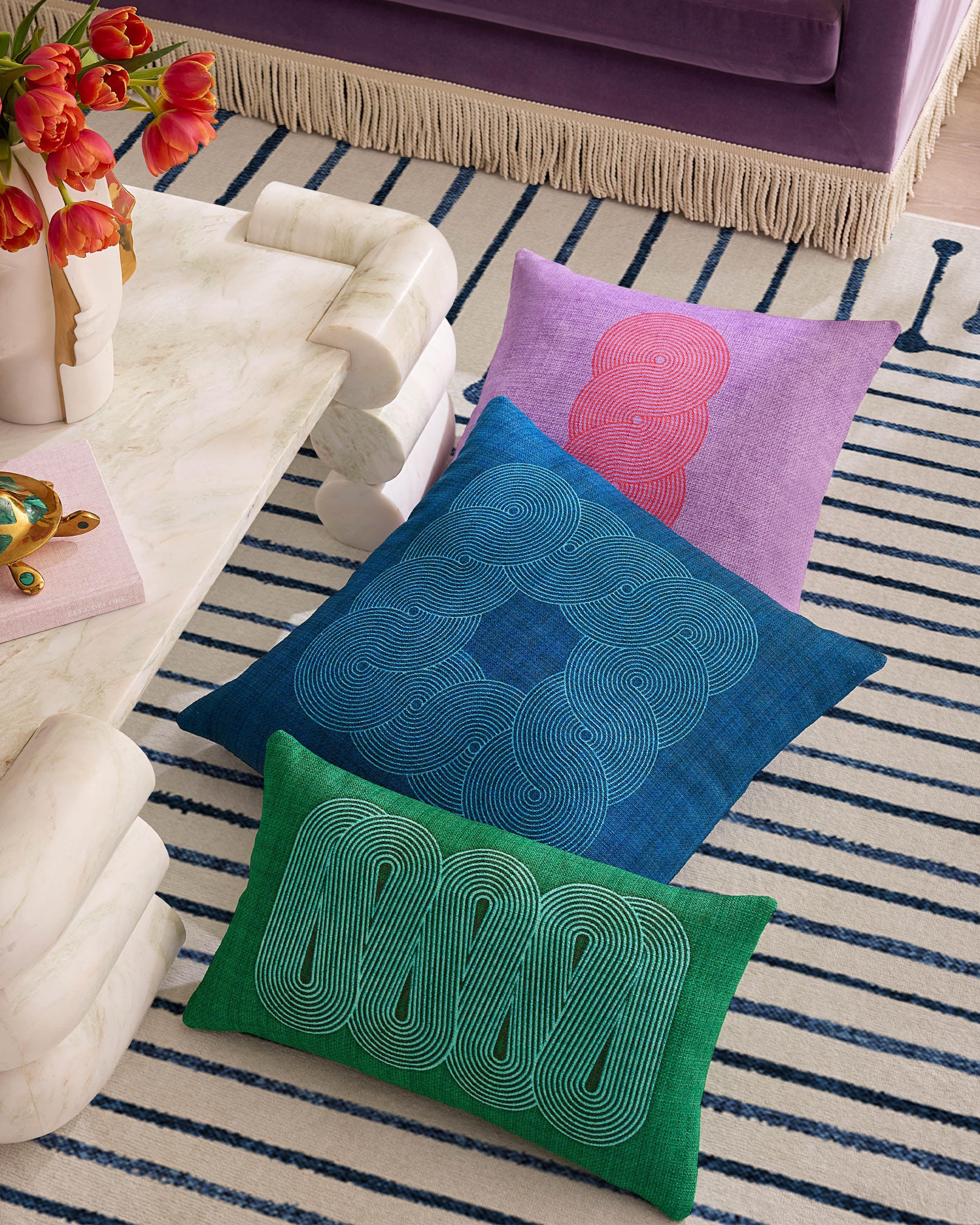 Pompidou Green Woven Throw Pillow