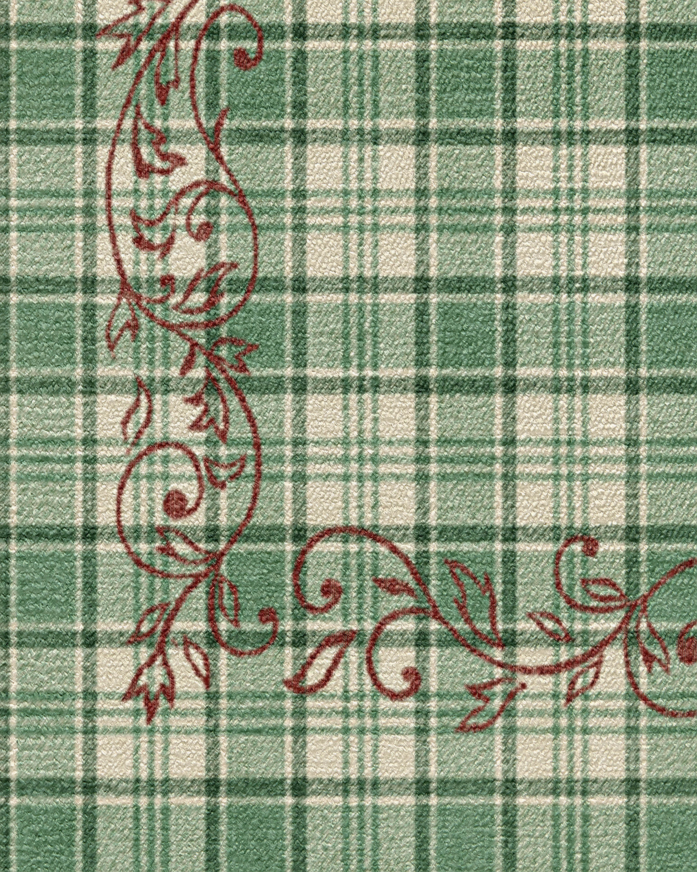 Tartan Trim Green & Red Rug