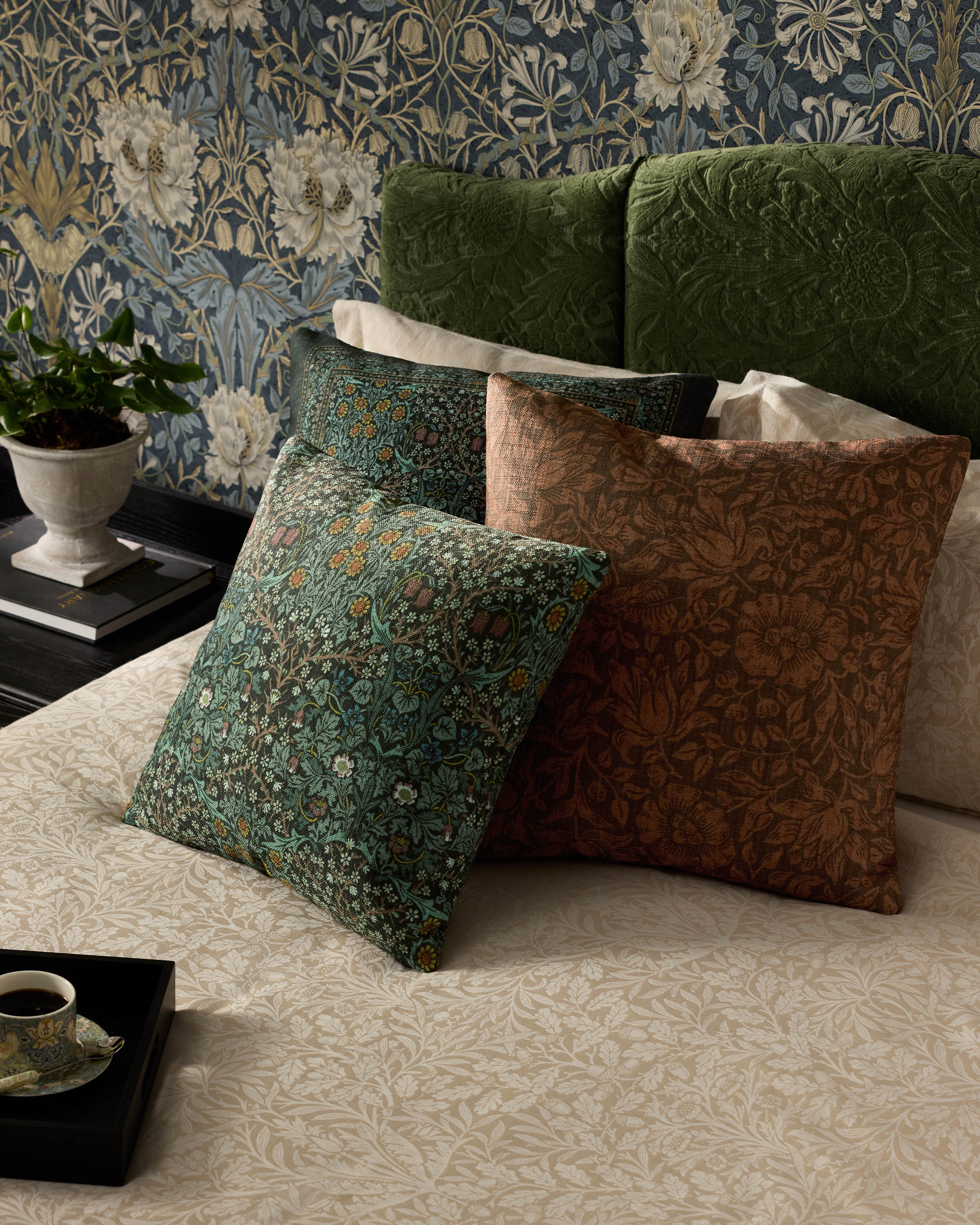 Blackthorn Forest Green Woven Throw Pillow