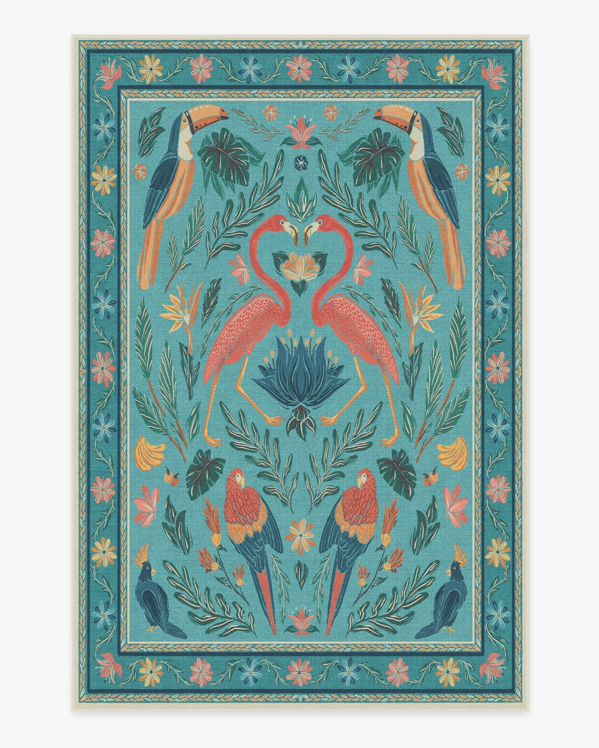 Birds Of A Feather Aqua Rug