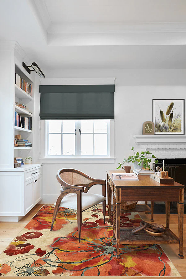 Watercolor Floral Coral Flatwoven Rug