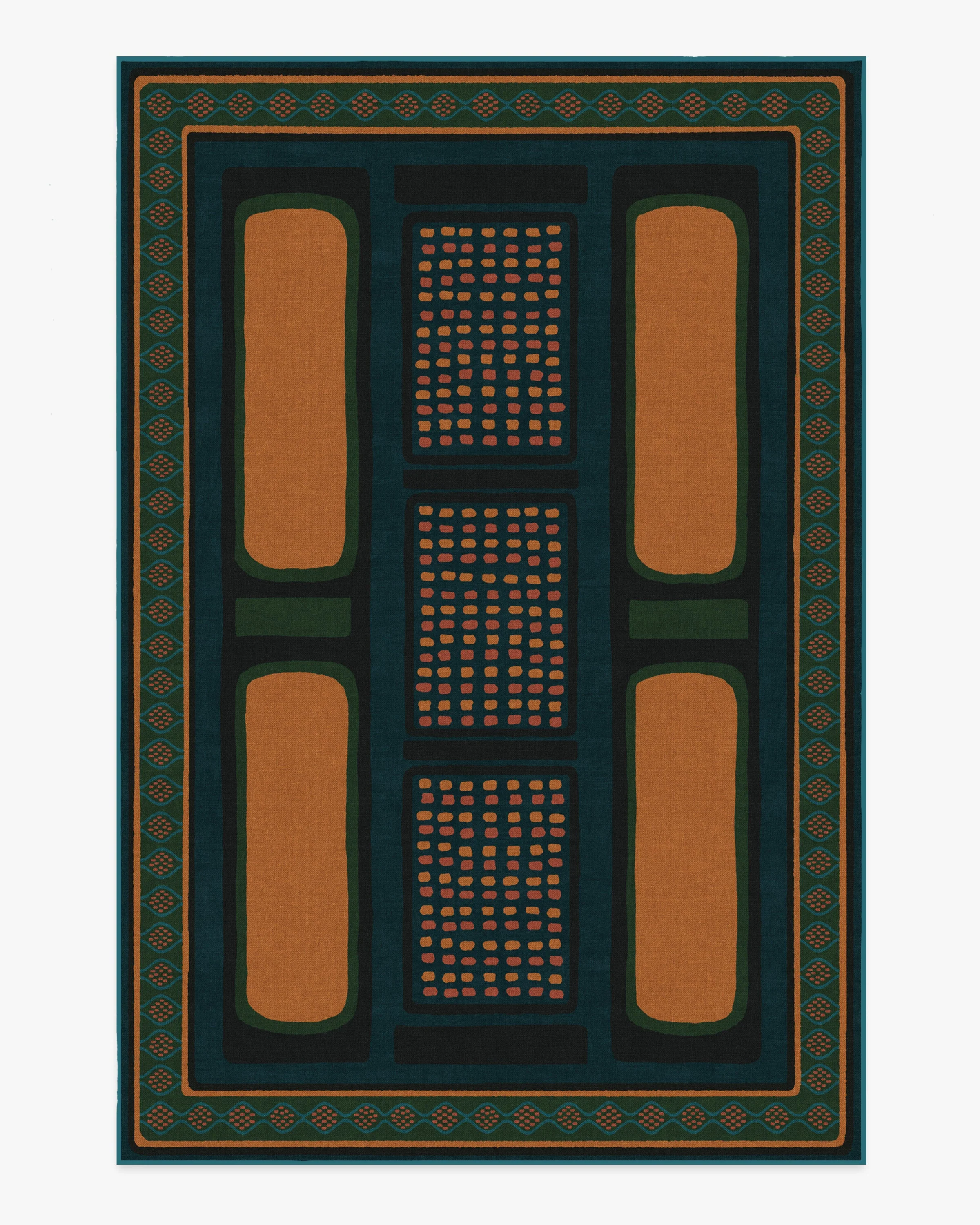 Nerissa Teal & Gold Flatwoven Rug