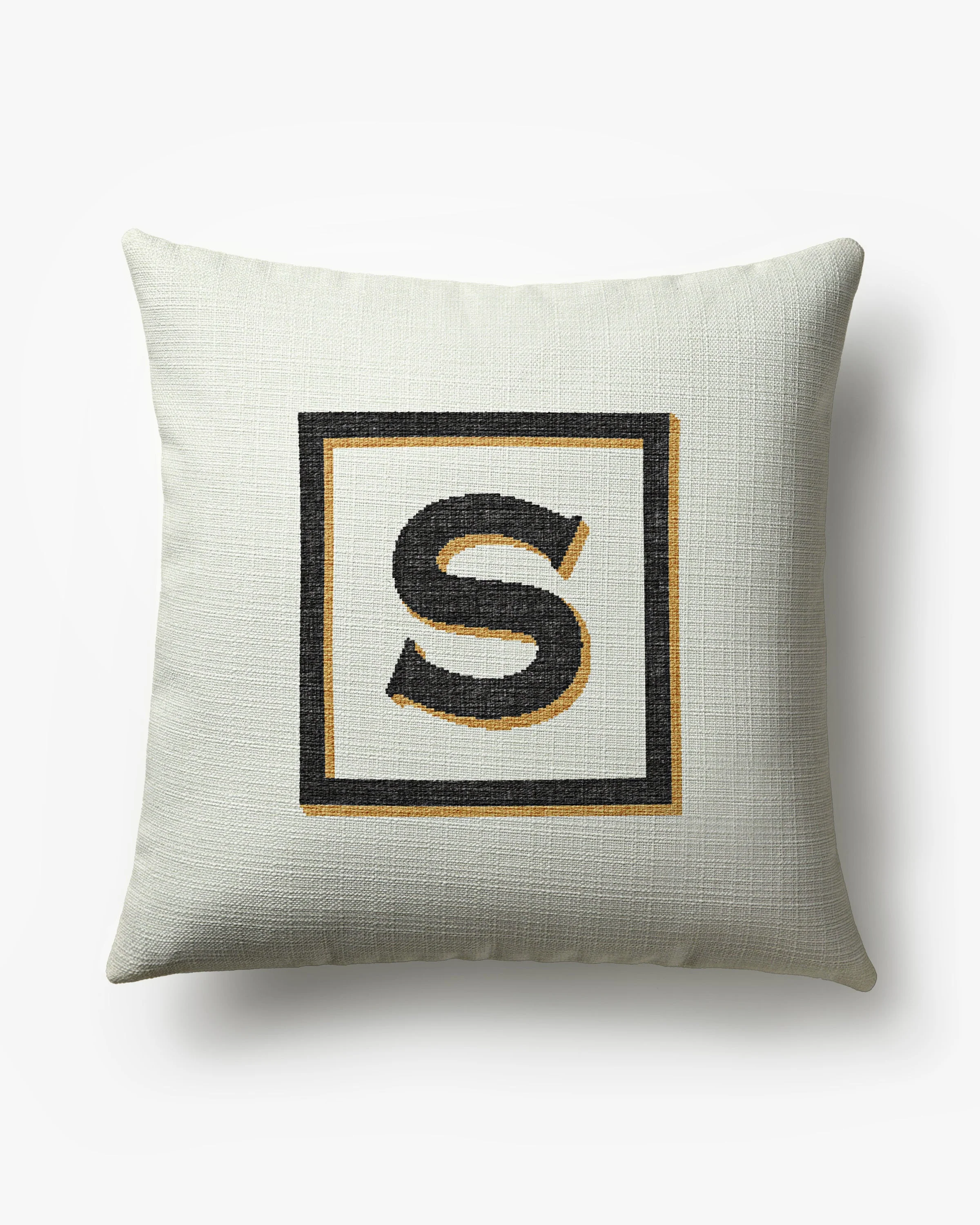 Classic Monogram Ivory Woven Throw Pillow, 20"x20"