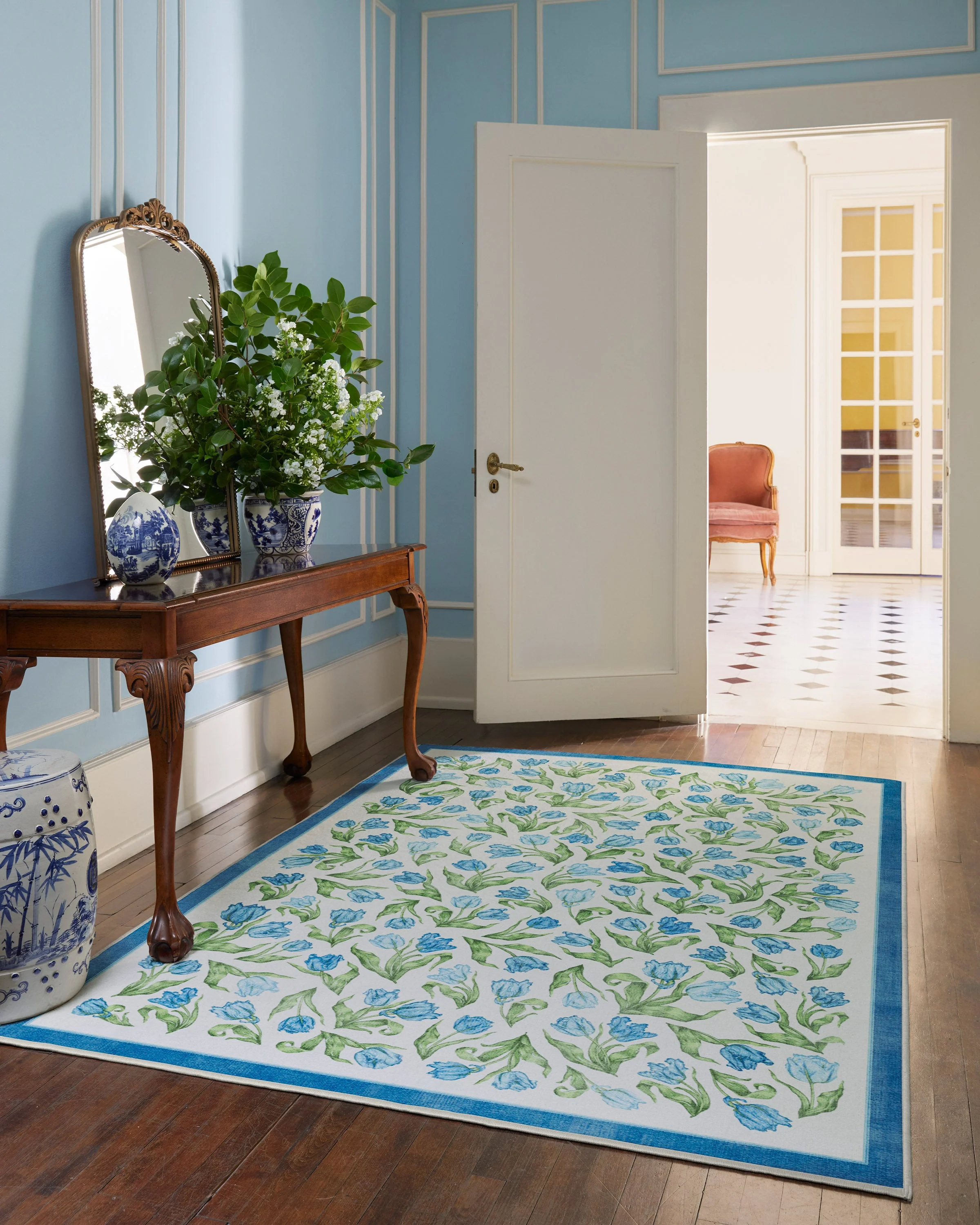 Garden Party Blue Flatwoven Rug
