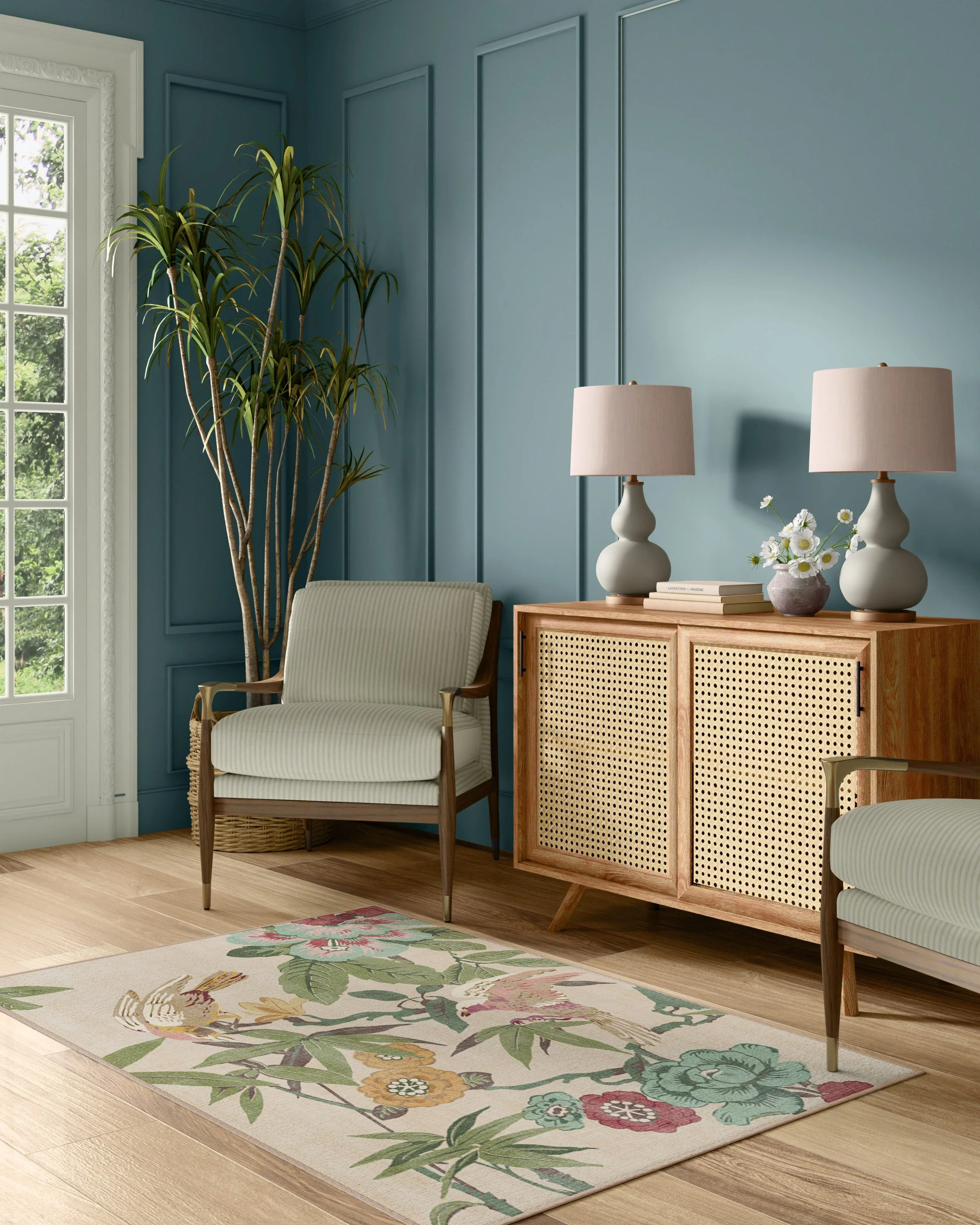 1452-bamboo-bird-blush-jade-flatwoven-rug-5.webp Bamboo & Bird Blush & Jade Flatwoven Rug