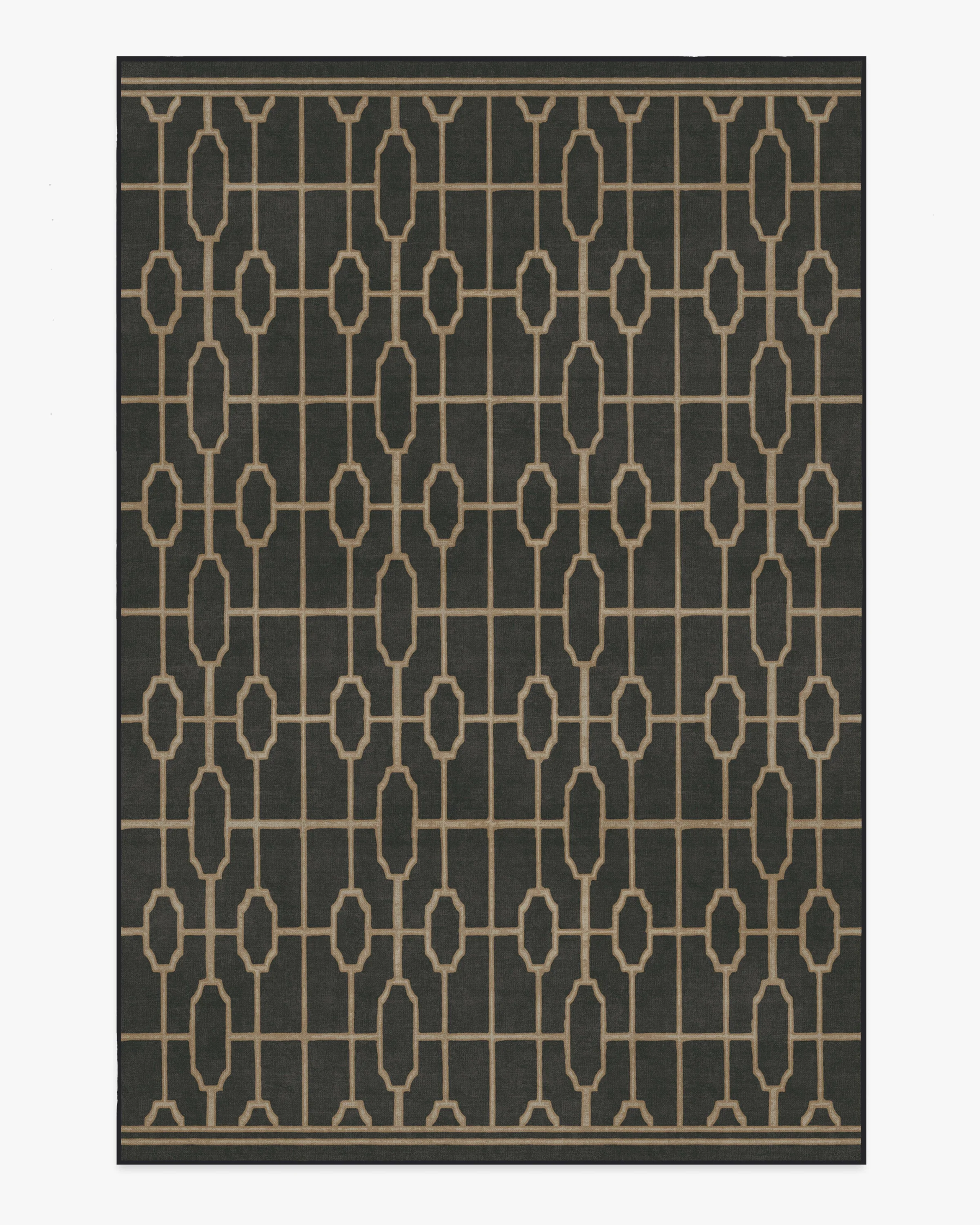 Diana Trellis Black & Gold Flatwoven Rug