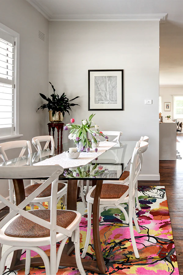 Watercolor Floral Multicolor Flatwoven Rug