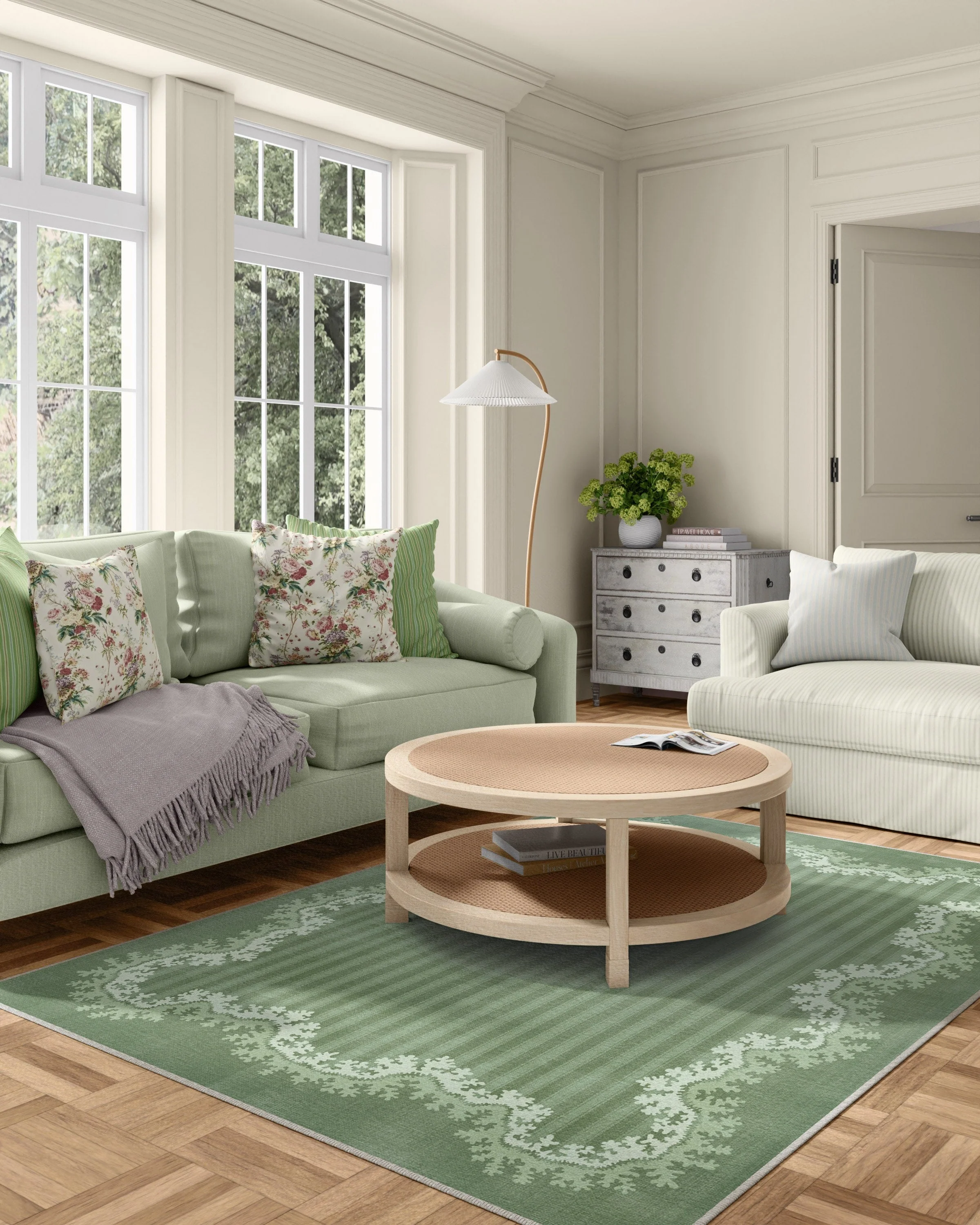 Oxbow Botanical Green Flatwoven Rug