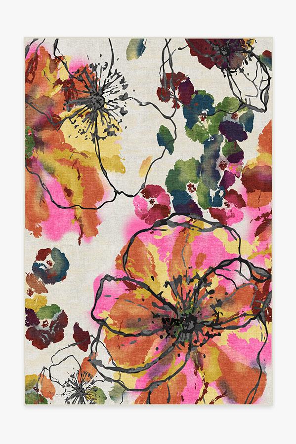 Watercolor Floral Multicolor Rug
