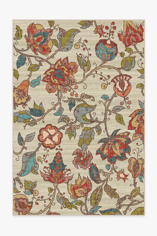 Frida Floral Natural Flatwoven Rug