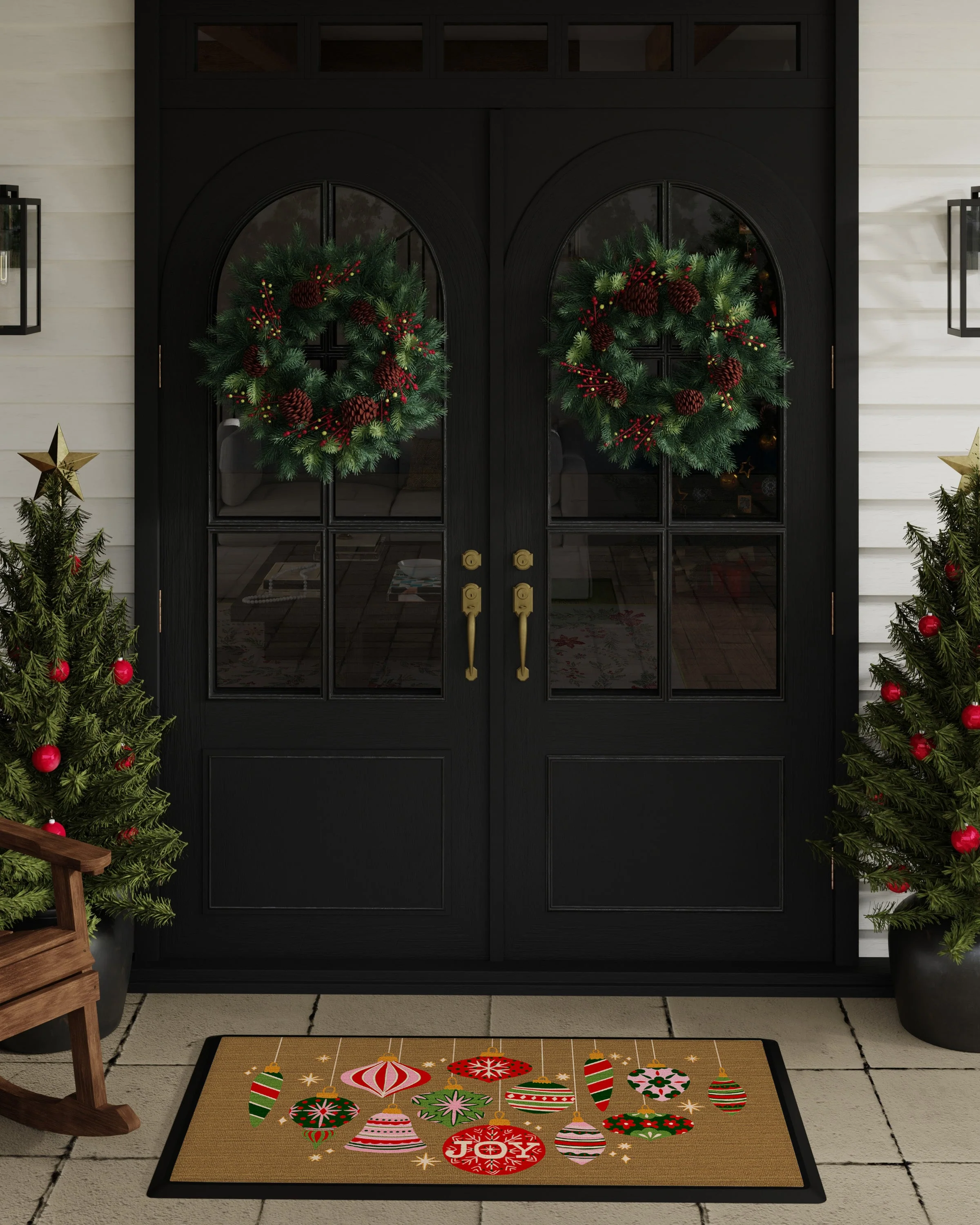 Festive Ornaments Joy Large Doormat