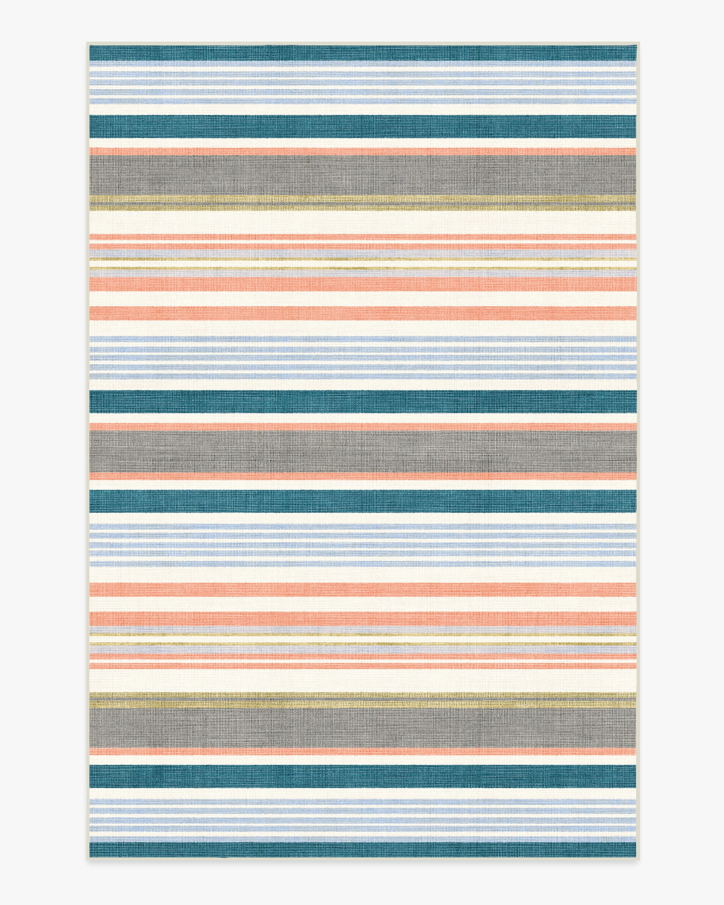 Tropez Stripe Teal Multicolor Outdoor Rug