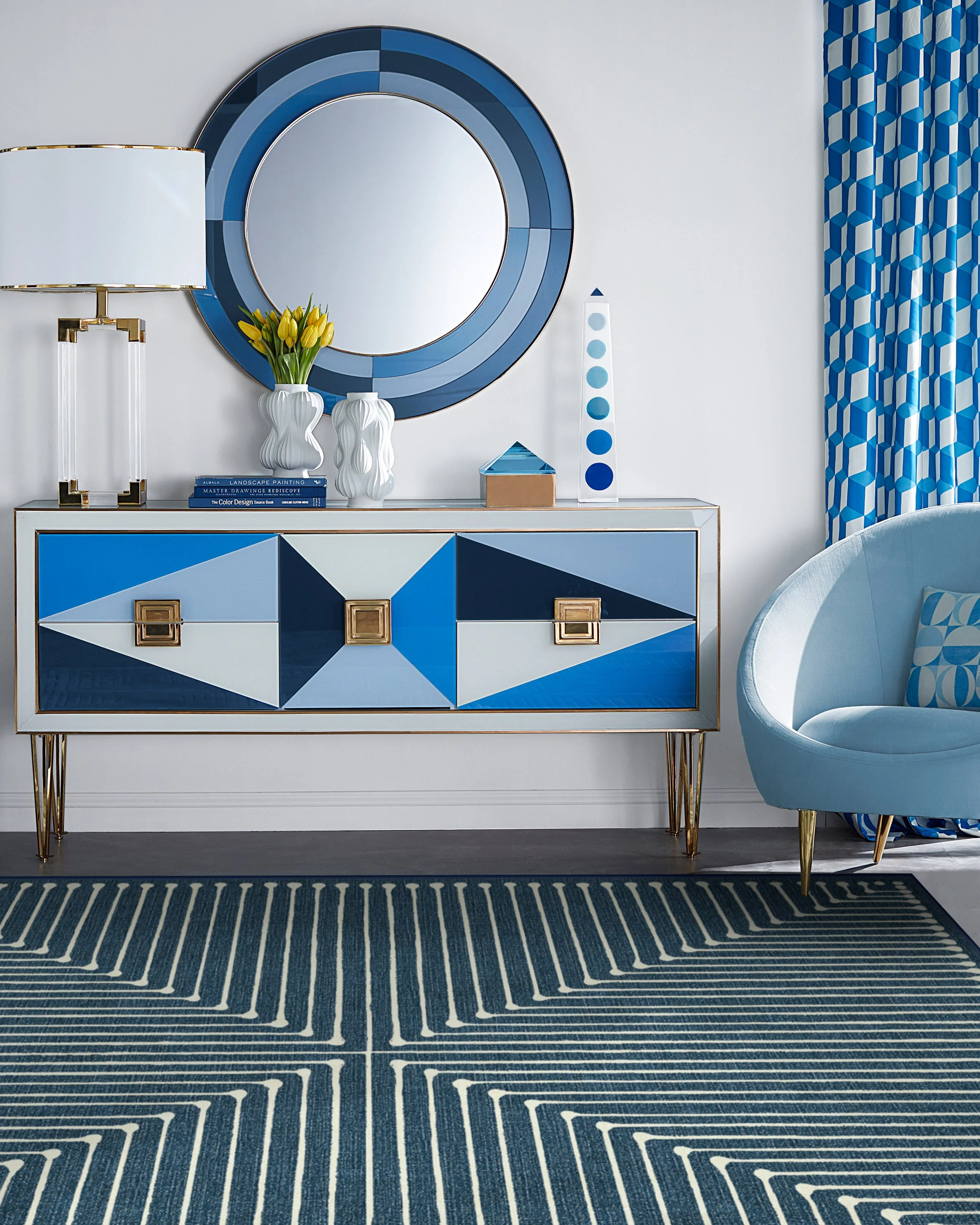 Inkdrop Lapis Blue Flatwoven Rug
