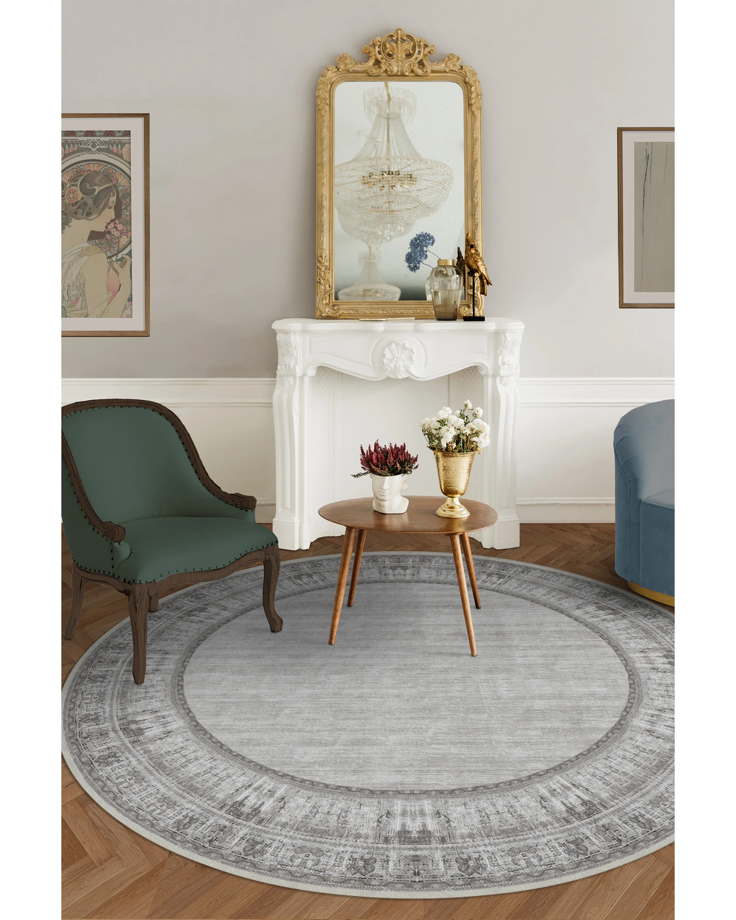 2-vintage-daisy-bordered-grey-flatwoven-rug-6.webp Vintage Daisy Bordered Grey Flatwoven Rug