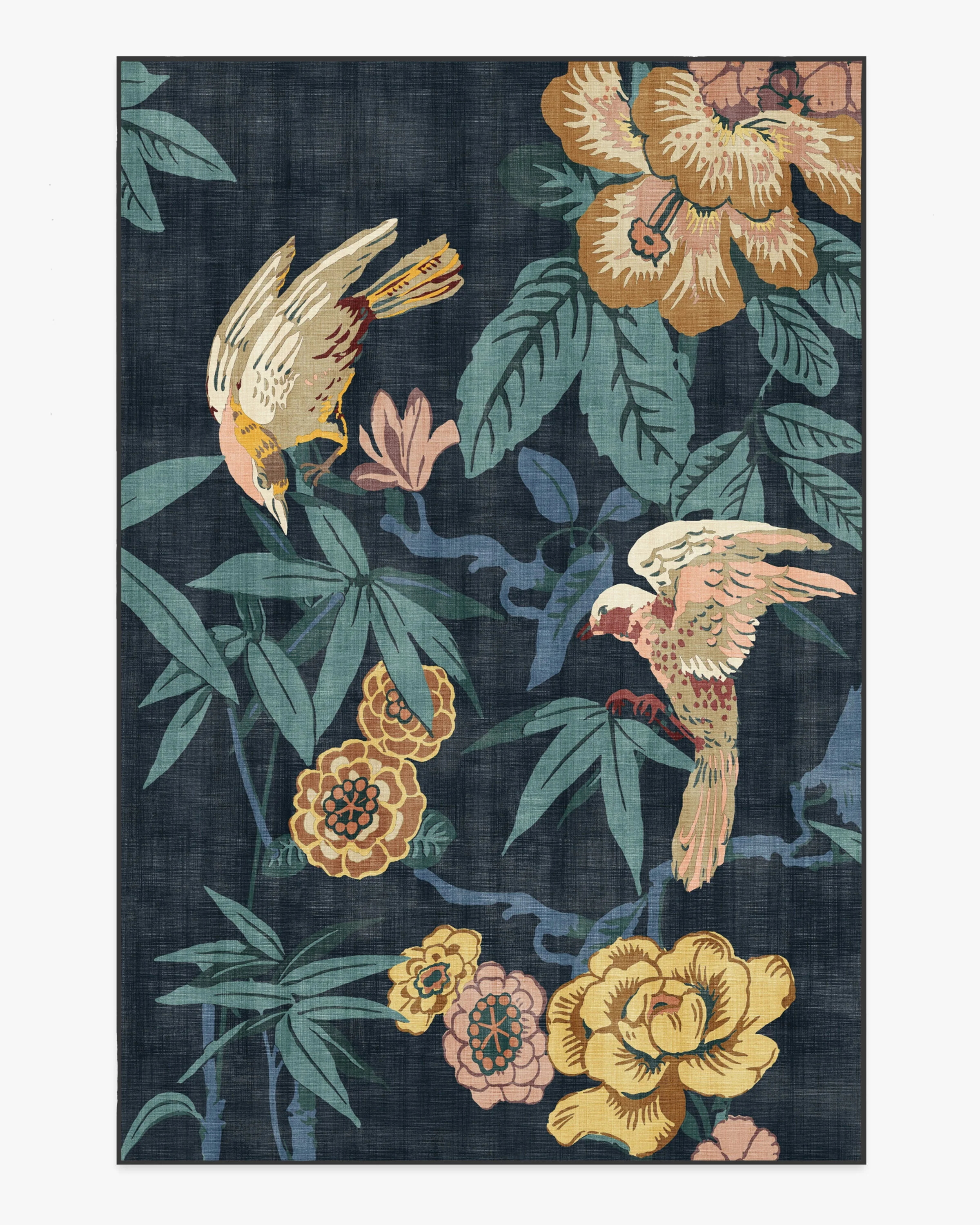 Bamboo & Bird Indigo Flatwoven Rug