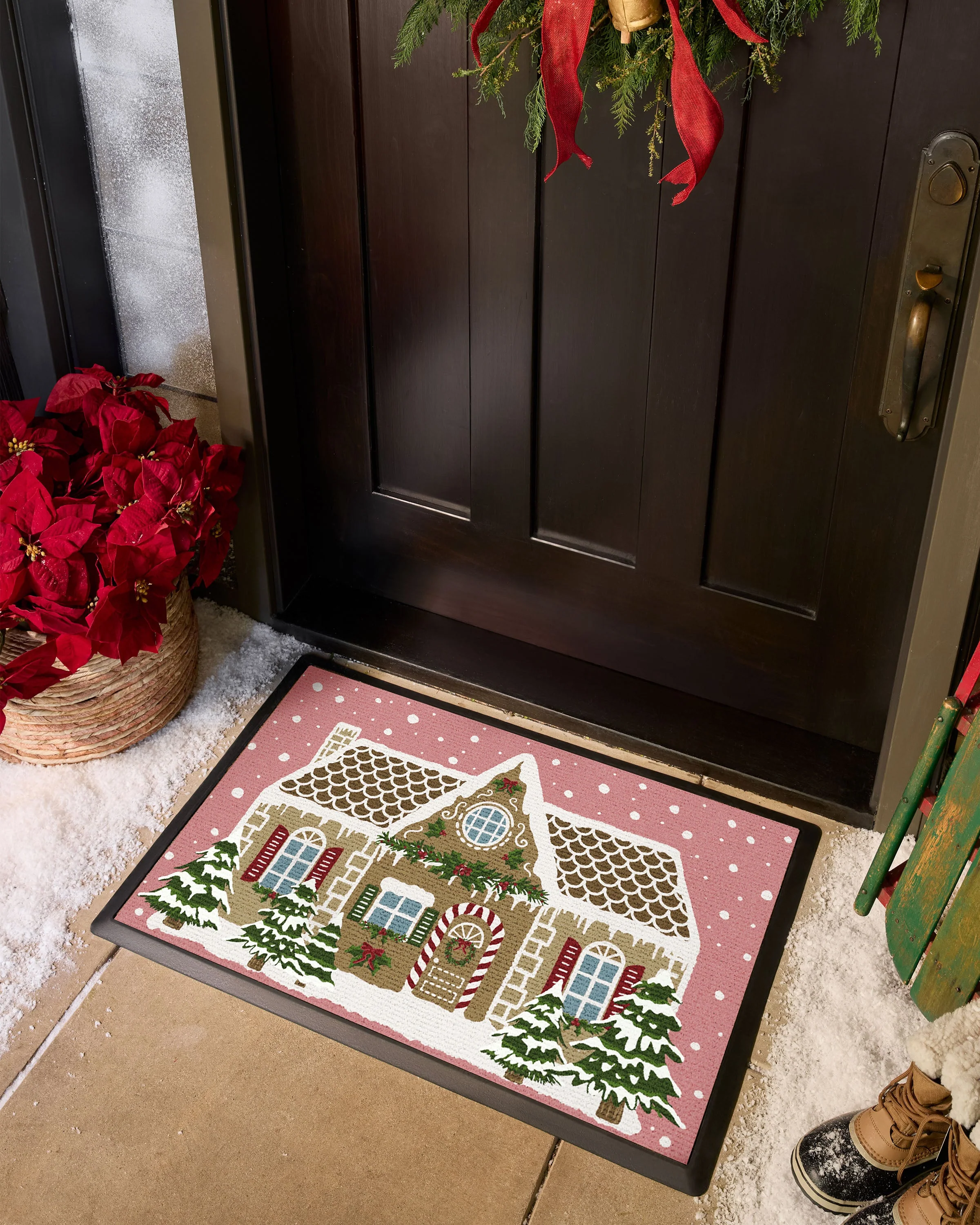 Gingerbread House Pink Doormat