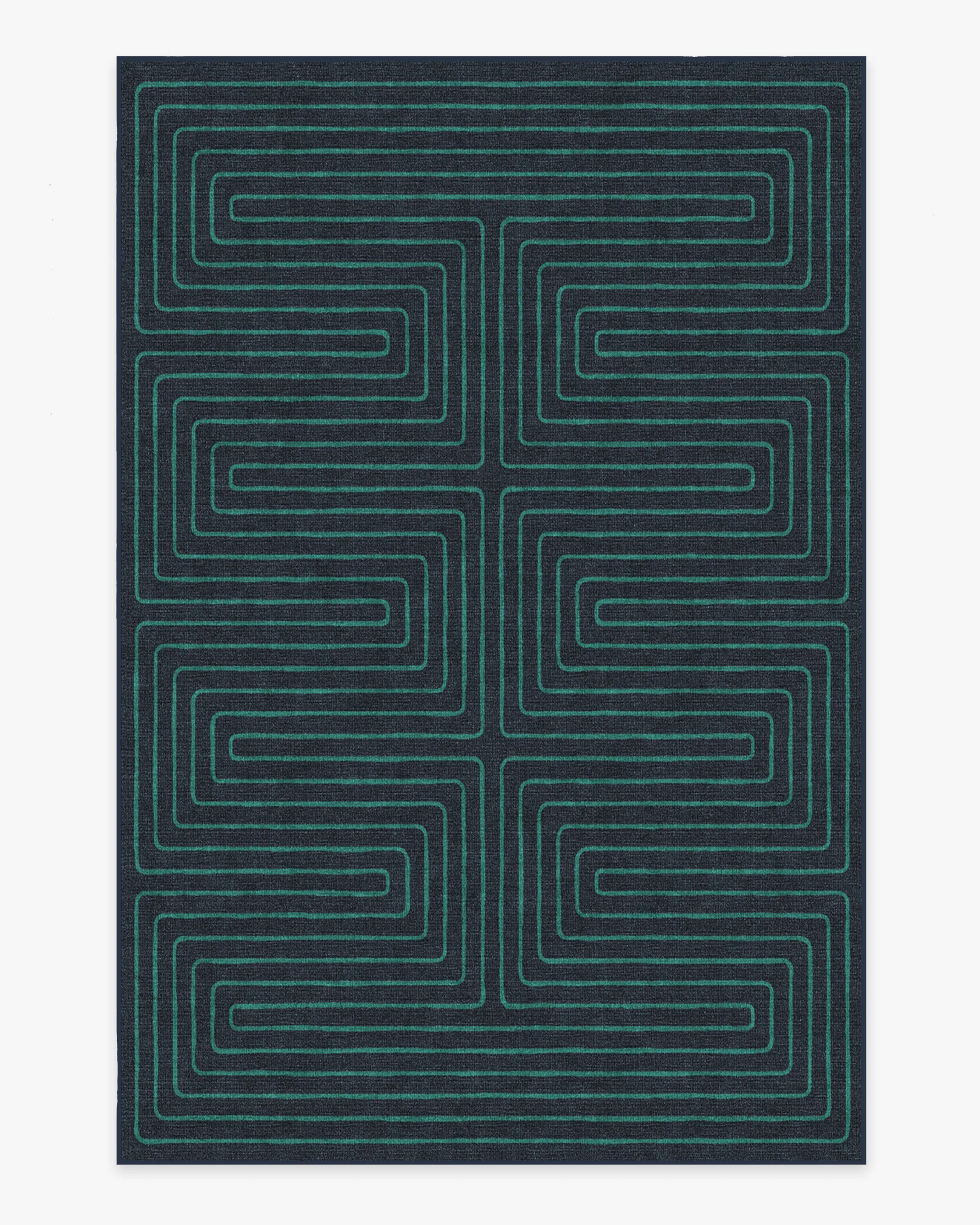 Labyrinth Navy & Teal Flatwoven Rug