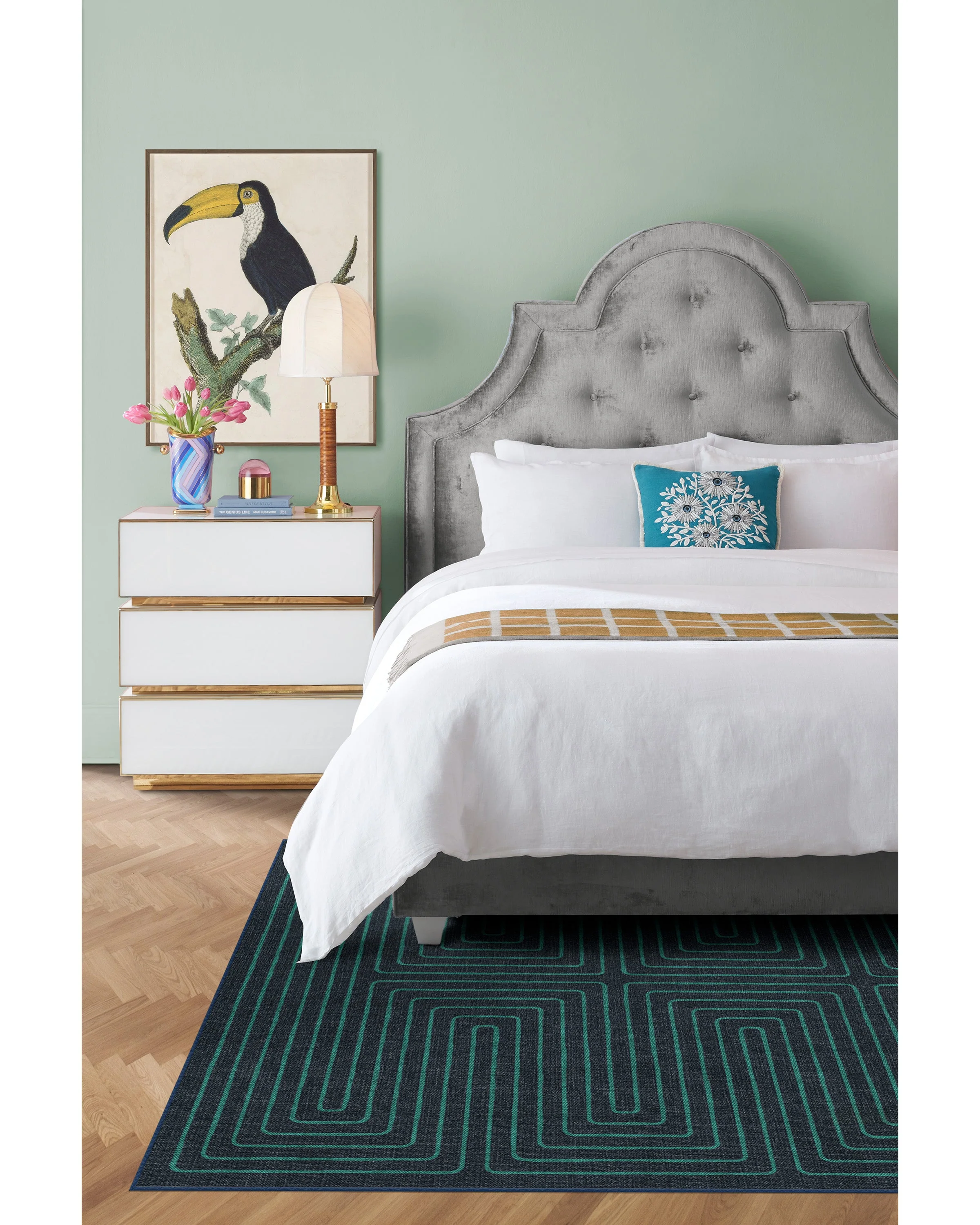 Labyrinth Navy & Teal Flatwoven Rug