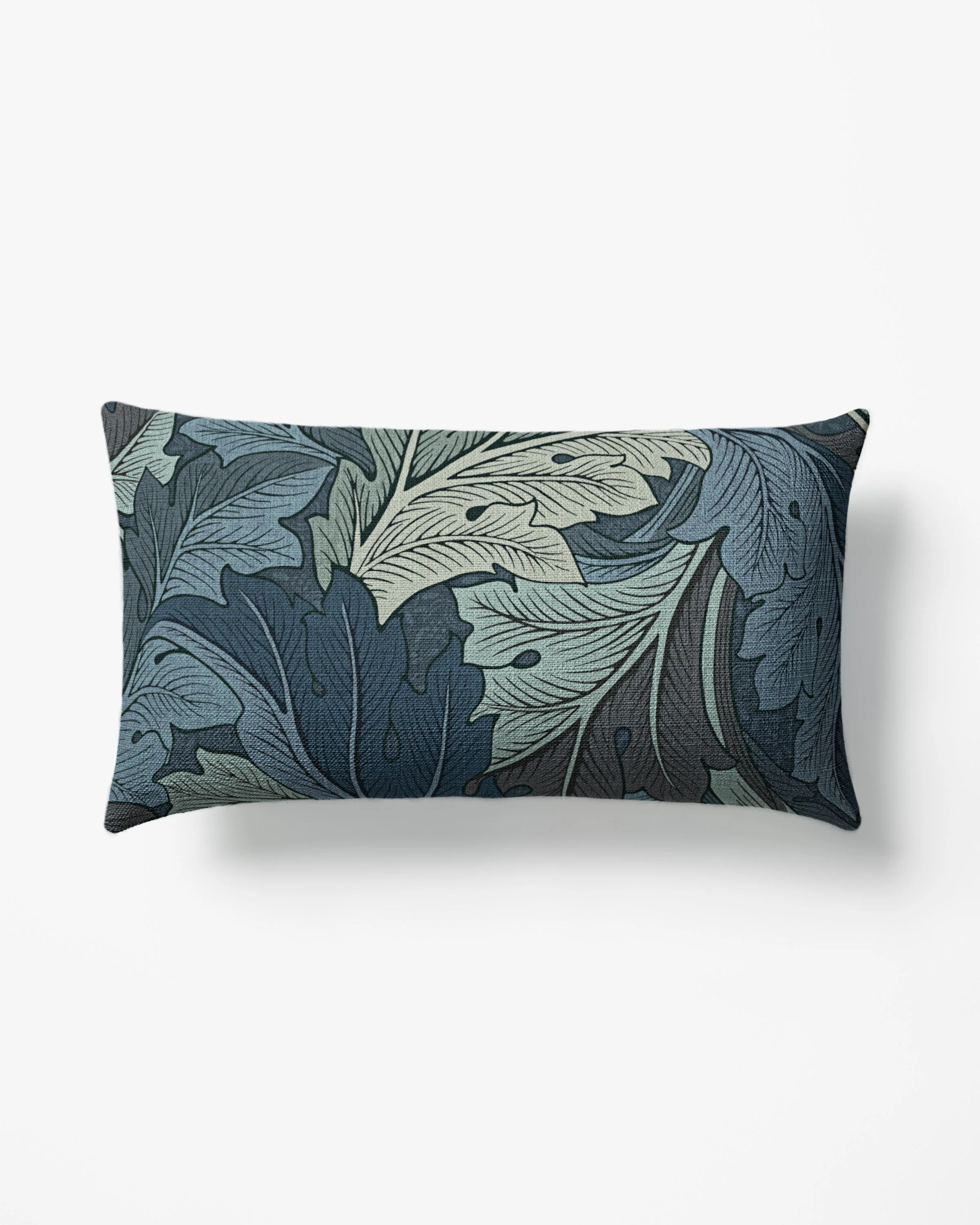 Acanthus Dusk Blue Woven Lumbar Throw Pillow