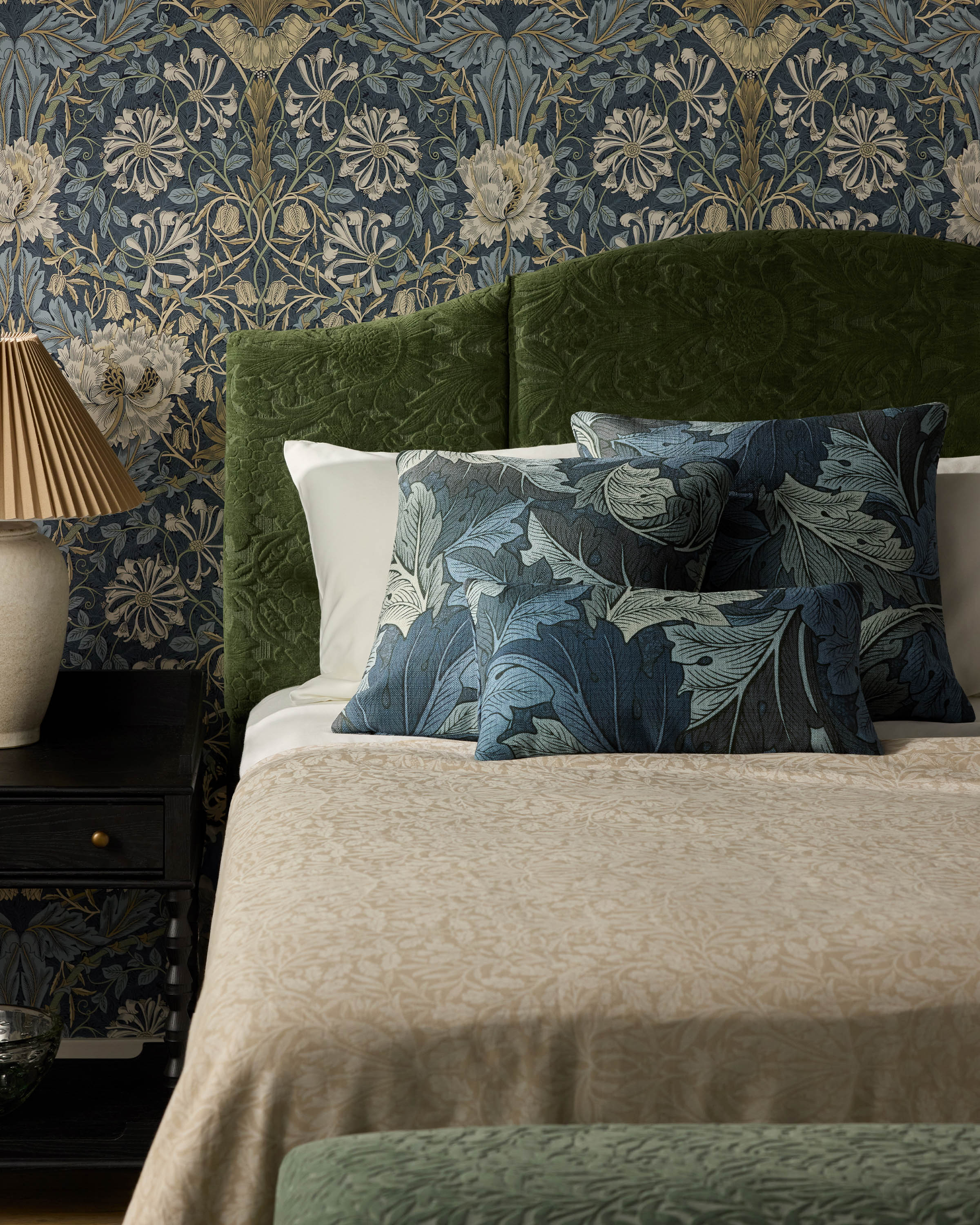 Acanthus Dusk Blue Woven Lumbar Throw Pillow