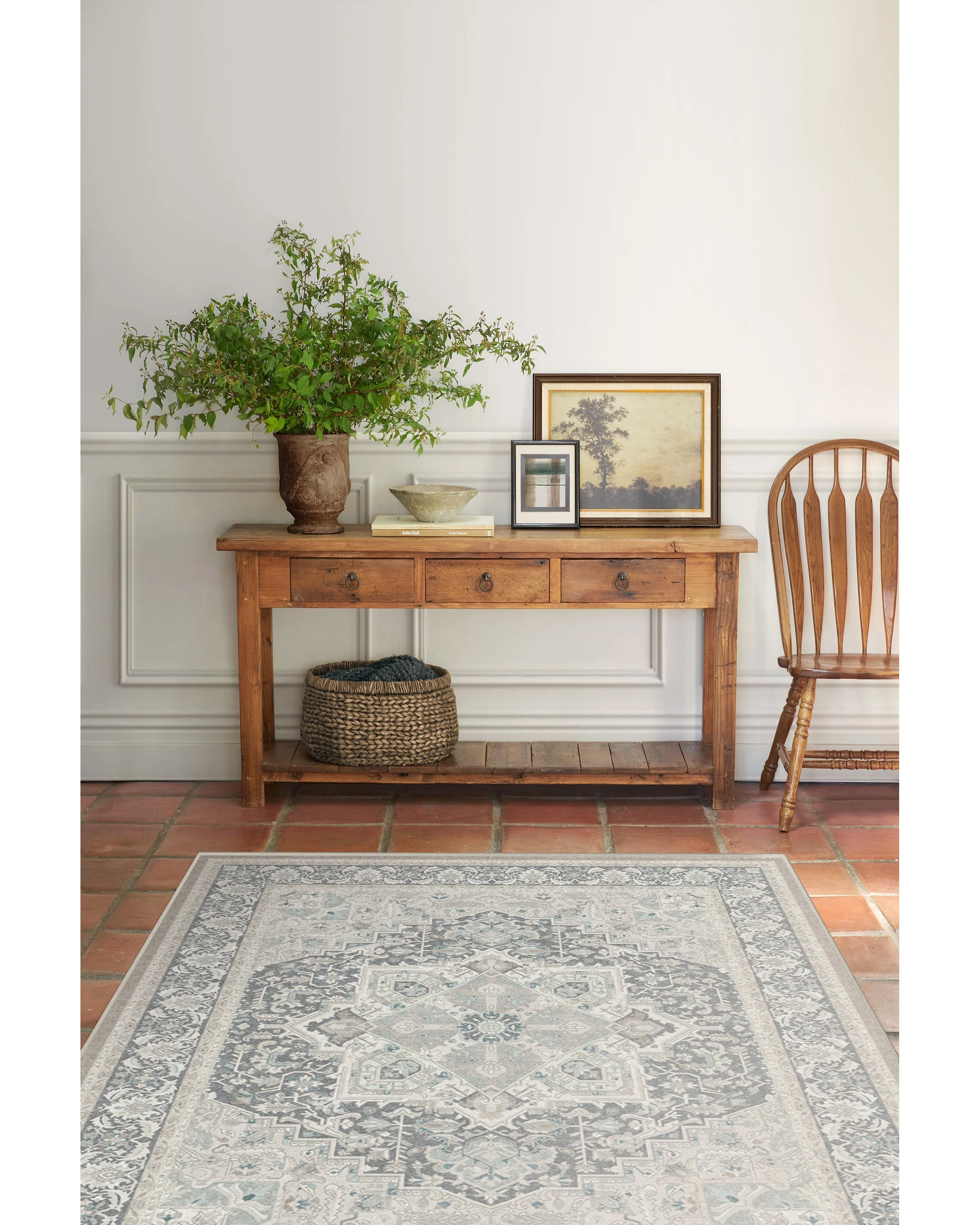Hendesi Heriz Abalone Flatwoven Rug