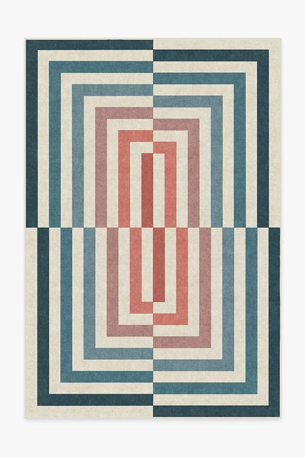 Op Art Teal Flatwoven Rug