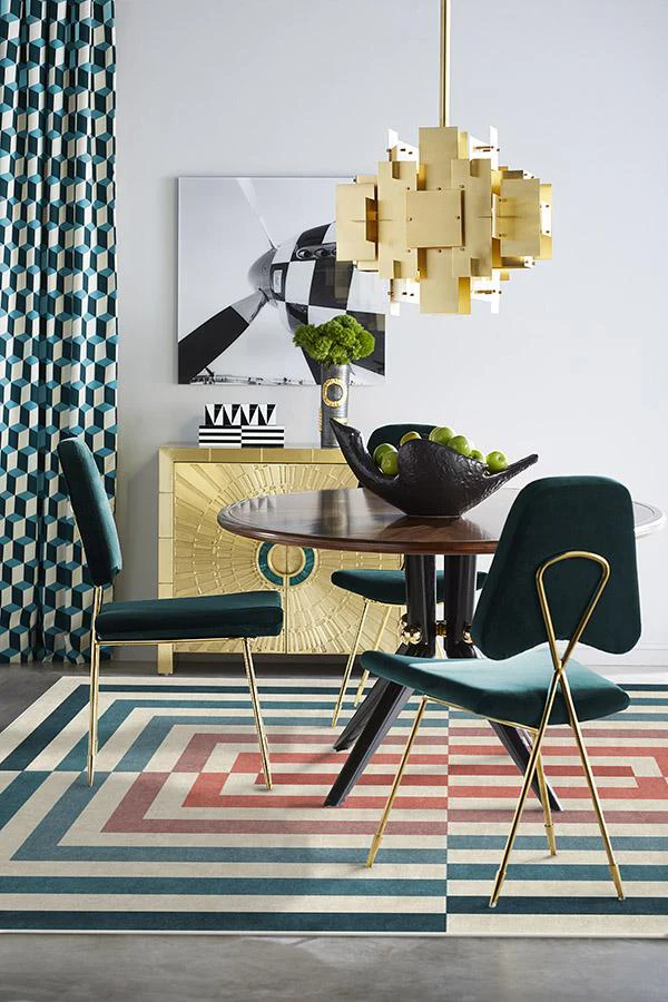 Op Art Teal Flatwoven Rug