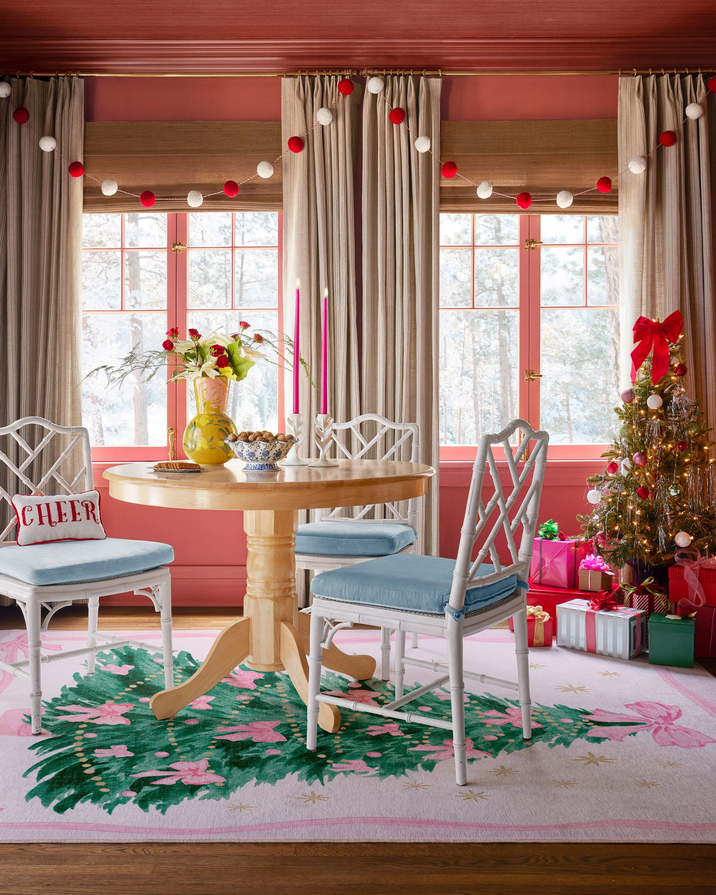 Bella Bows Spruce Pink Flatwoven Rug