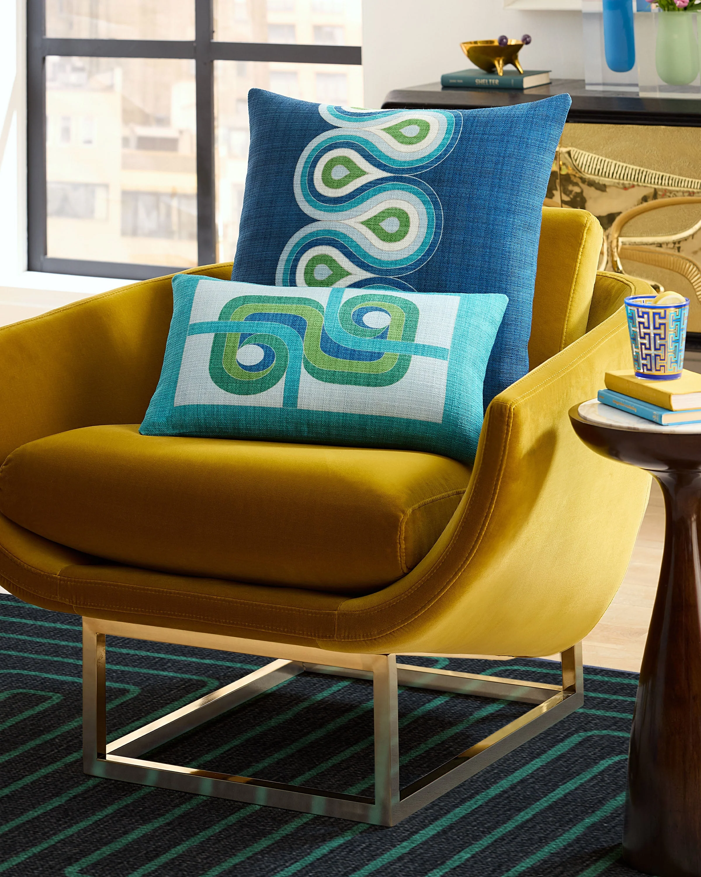 Madrid Turquoise & Green Woven Throw Pillow