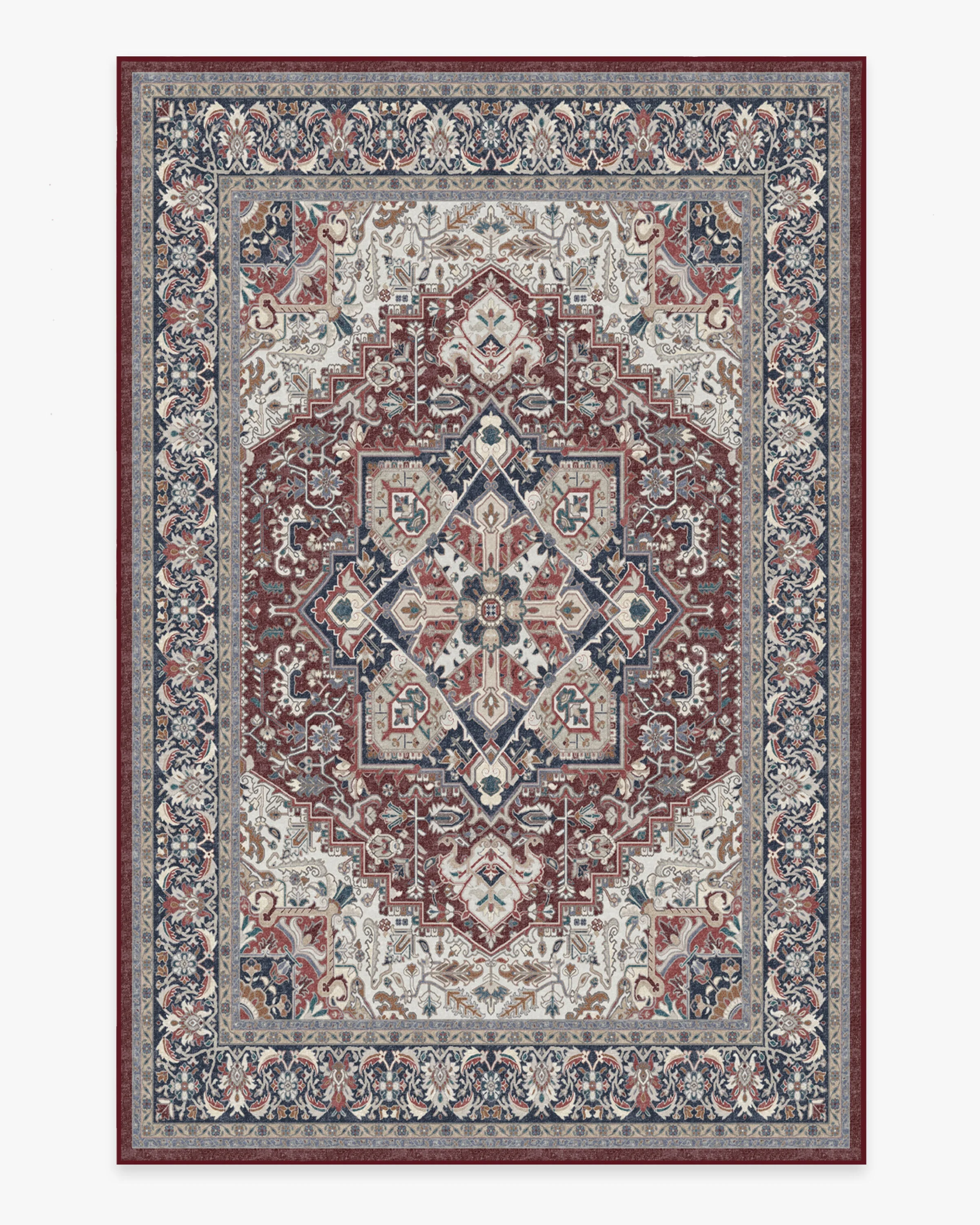 Hendesi Heriz Bordeaux Flatwoven Rug