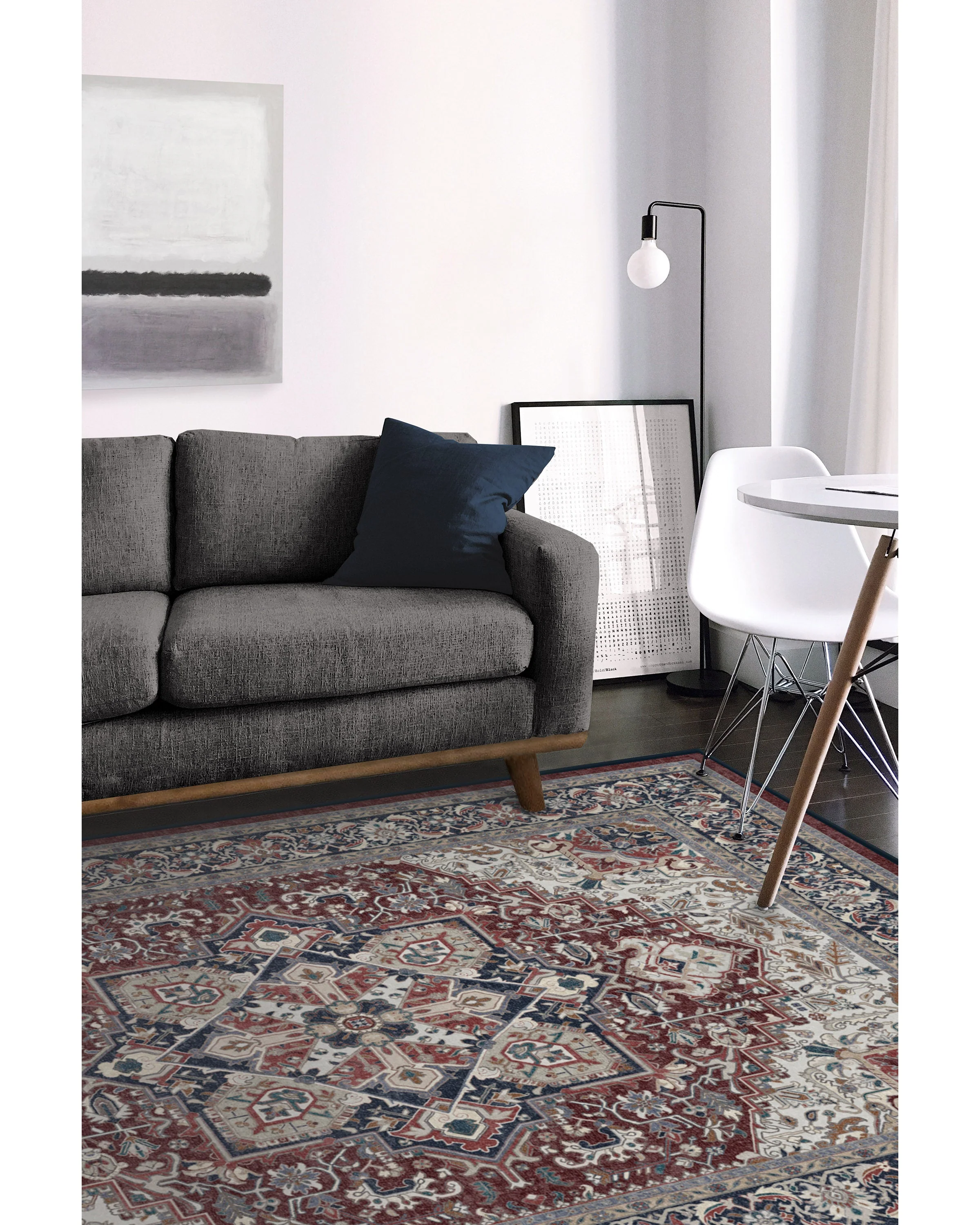 Hendesi Heriz Bordeaux Flatwoven Rug