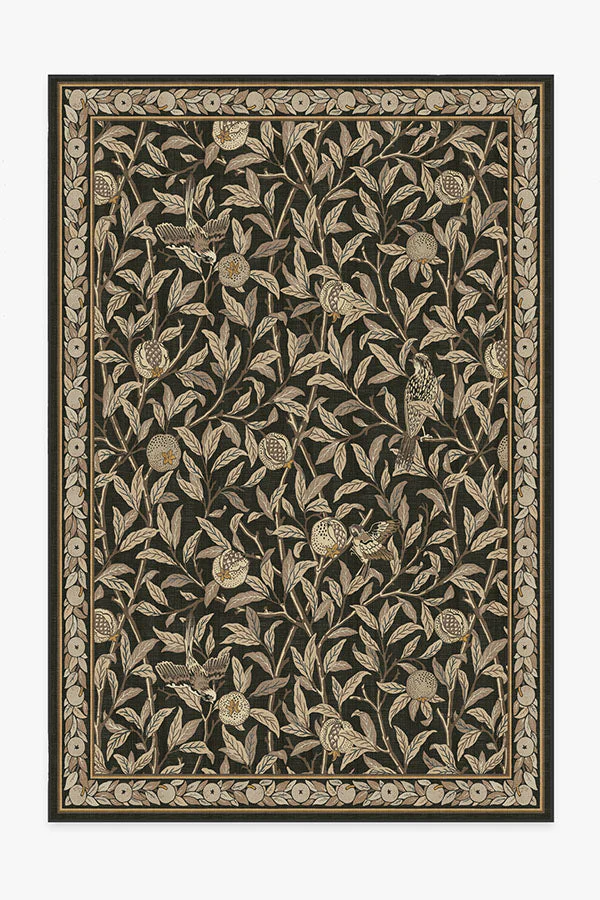 Bird & Pomegranate Soft Black Rug