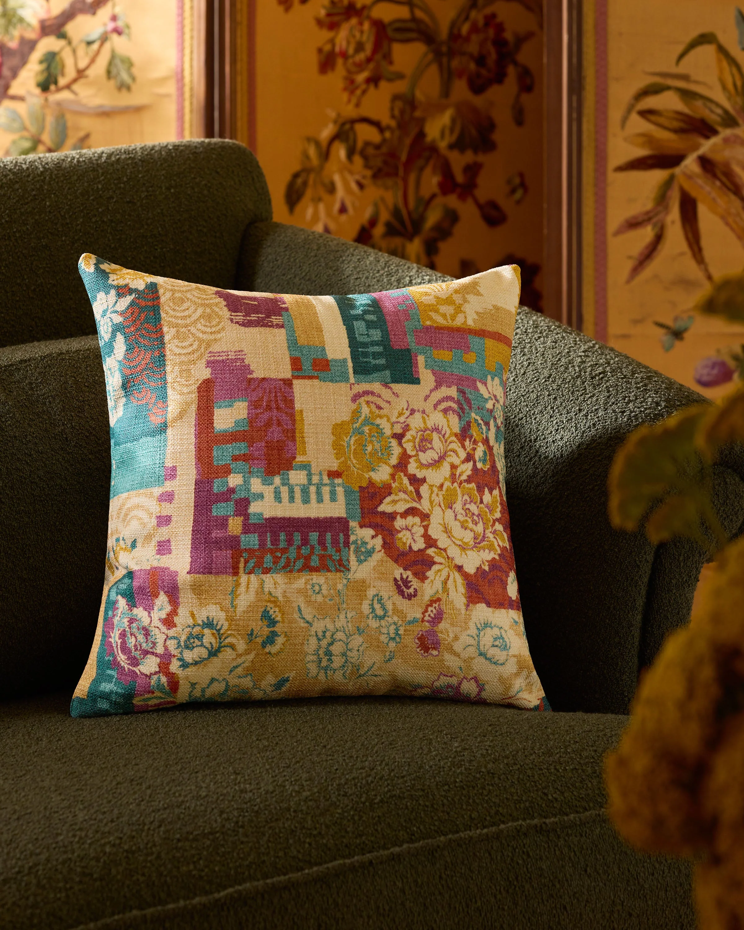 Remix Jewel Multicolor Woven Throw Pillow