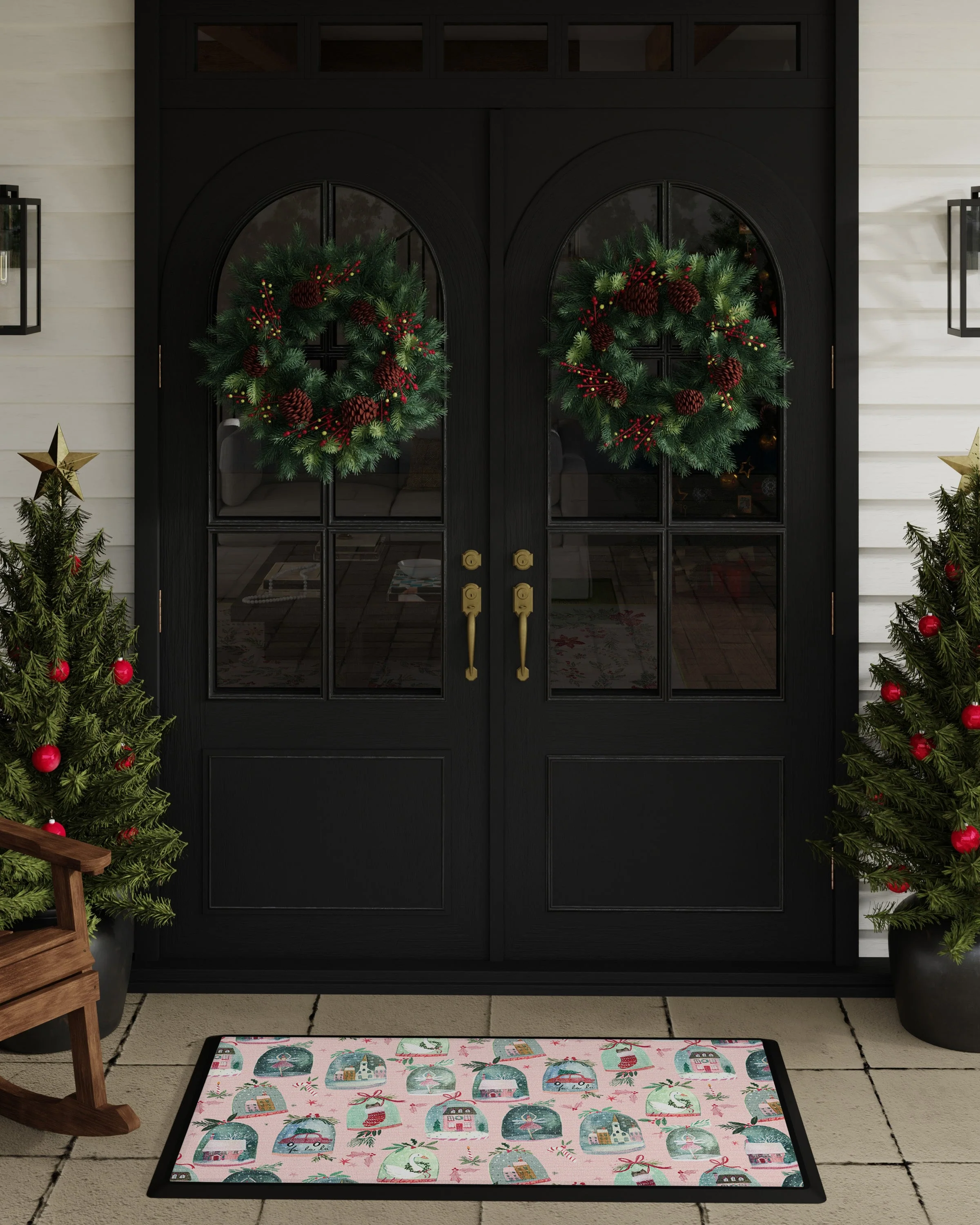 348-snow-globes-pink-large-doormat-2.webp Snow Globes Pink Large Doormat