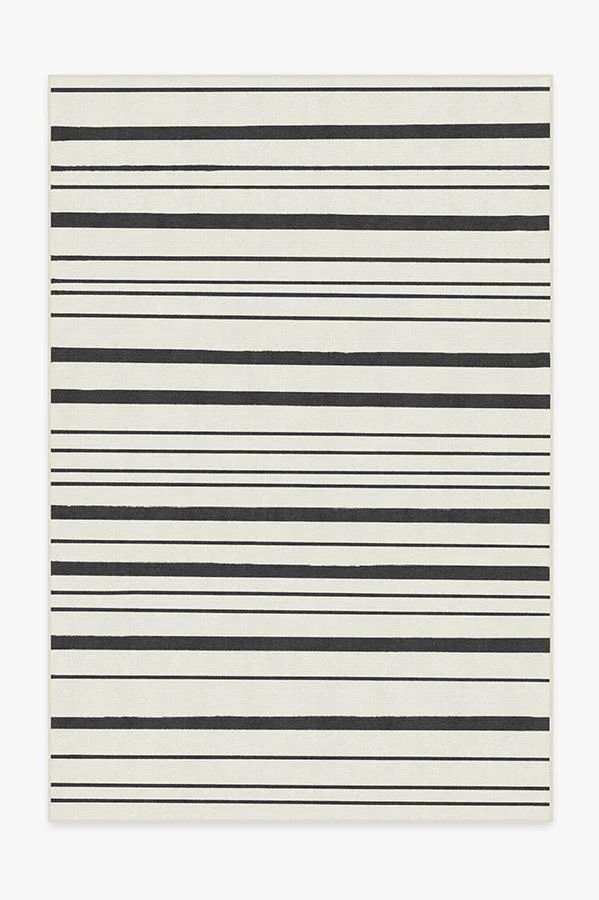 Hudson Stripe Black Flatwoven Rug